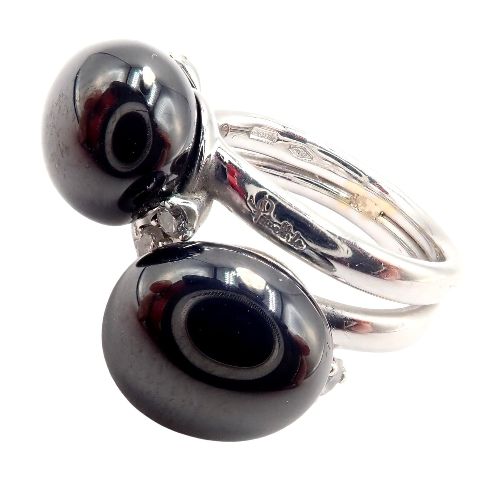 Pomellato Jewelry & Watches:Fine Jewelry:Rings Authentic! Pomellato Capri 18k White Gold Diamond Twin Black Ceramic Ring
