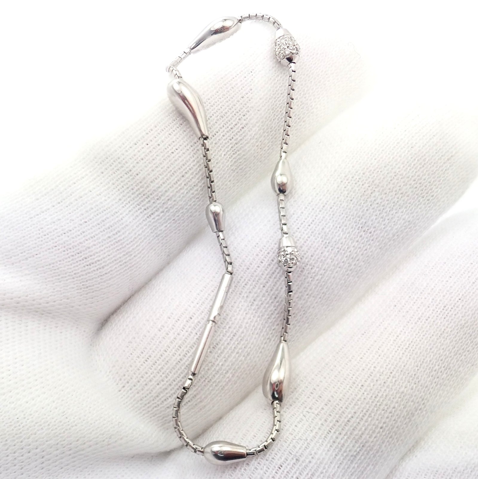 Rare Authentic H. Stern 18k White Gold Diamond Teardrop Bracelet | Fortrove