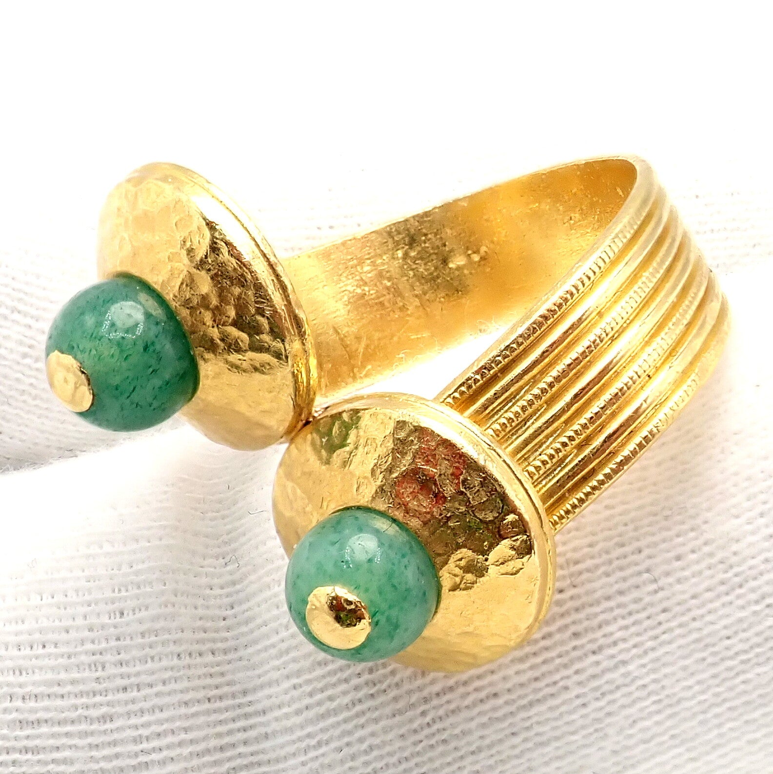 Authentic! Ilias Lalaounis Greece 22k Yellow Gold French Nephrite Ring | Fortrove
