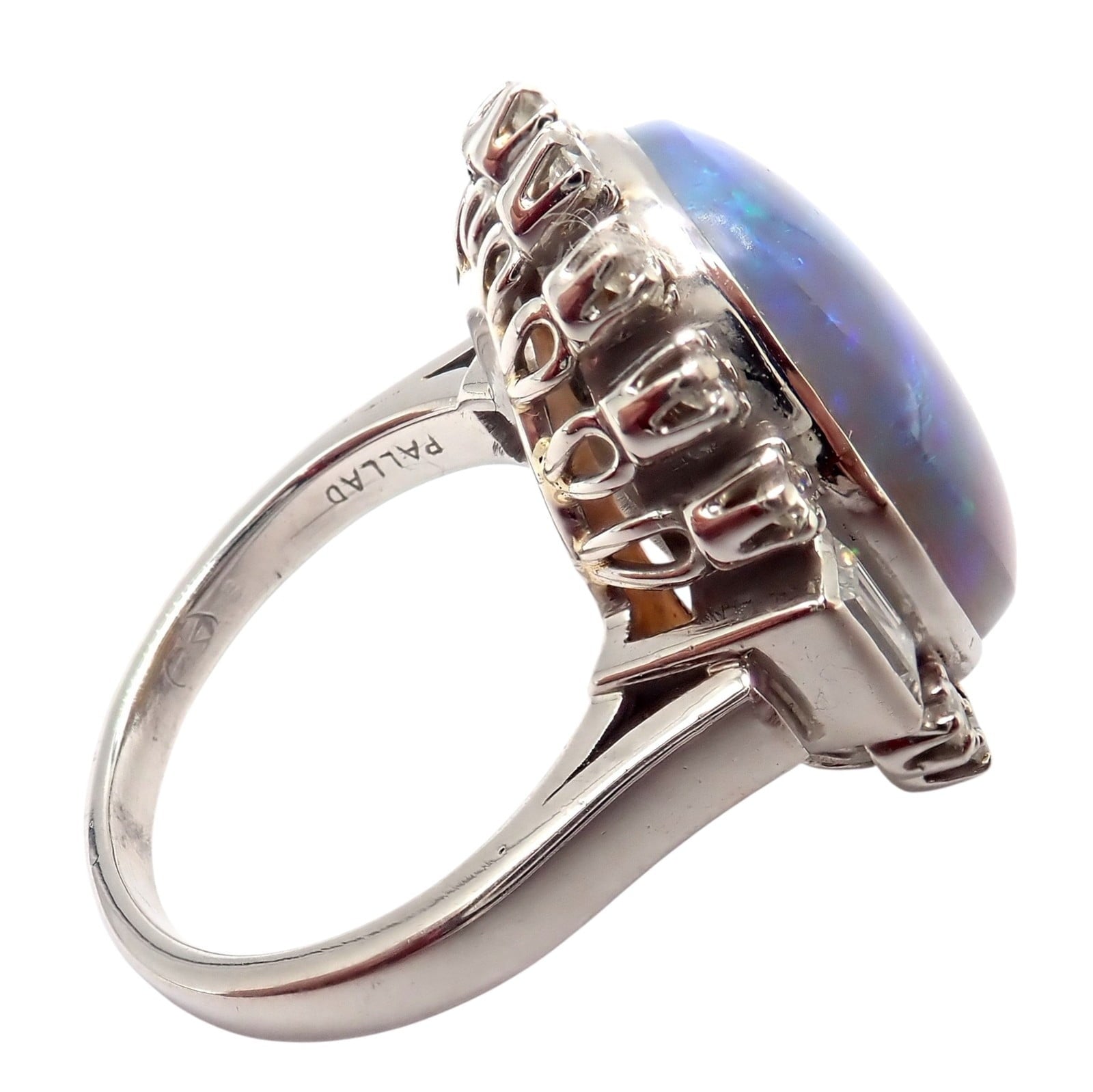 Estate Jewelry & Watches:Vintage & Antique Jewelry:Rings Antique Vintage Estate Palladium Diamond Opal Ring