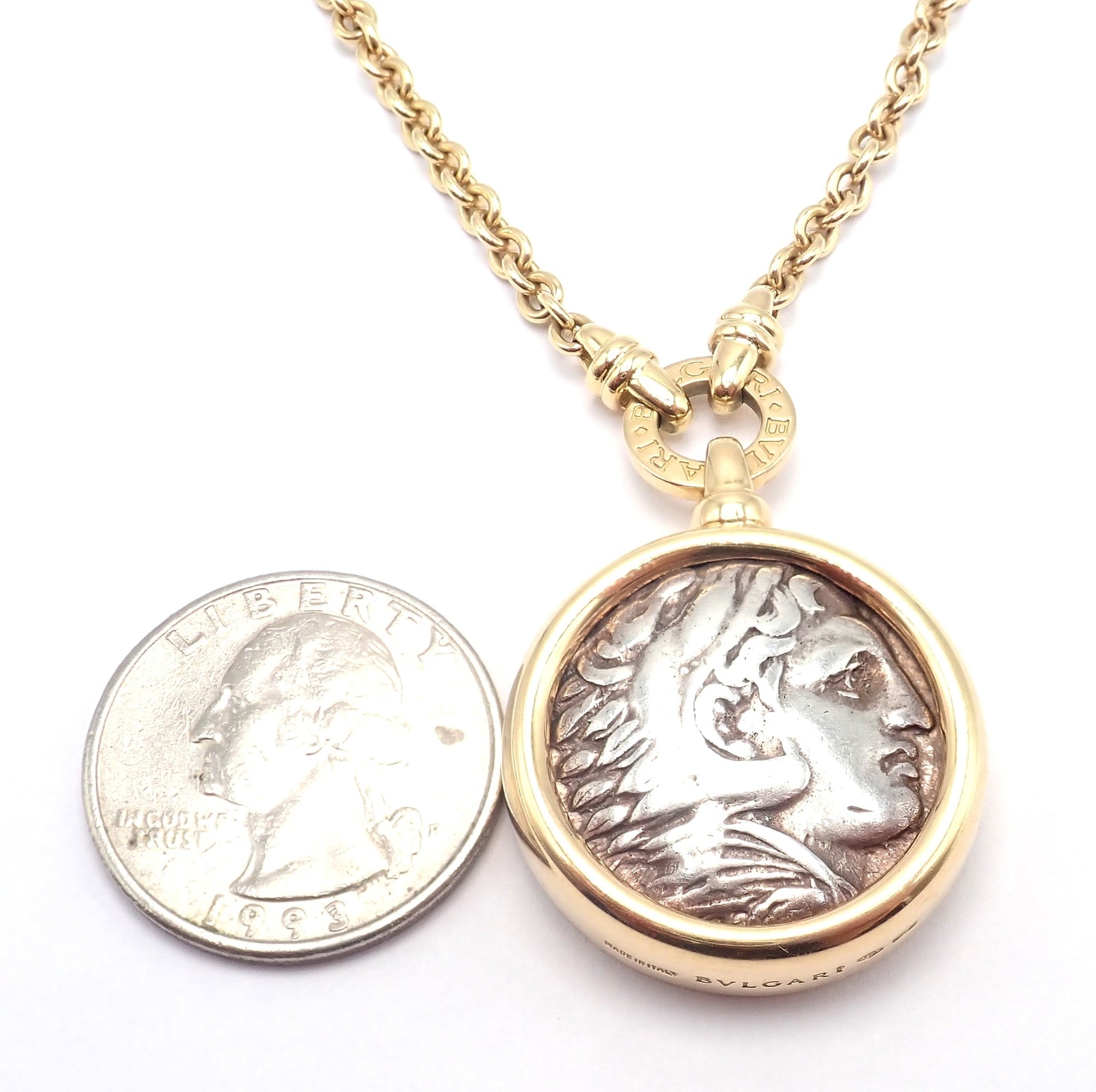 Bvlgari Jewelry & Watches:Fine Jewelry:Necklaces & Pendants Rare! Bvlgari Bulgari 18k Yellow Gold Antique Coin Monete 38" Long Link Necklace