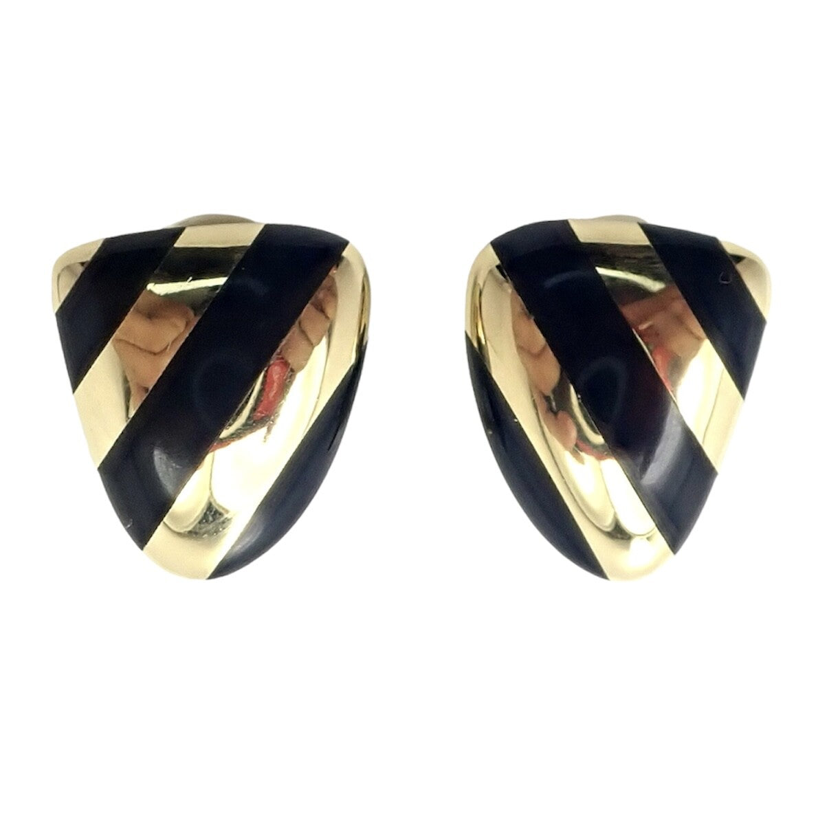 Tiffany & Co Angela Cummings 18k Yellow Gold Inlaid Black Jade Earrings | Fortrove