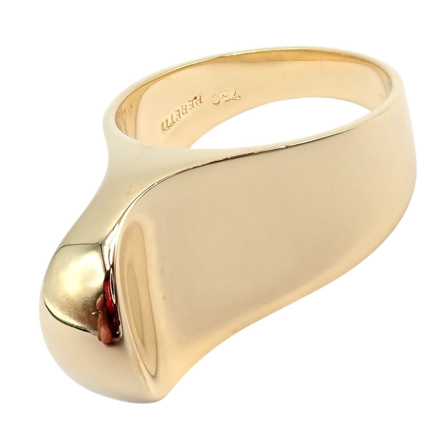 Authentic! Vintage Tiffany & Co. 18k Yellow Gold Large Top Curve Ring Sz 7 | Fortrove