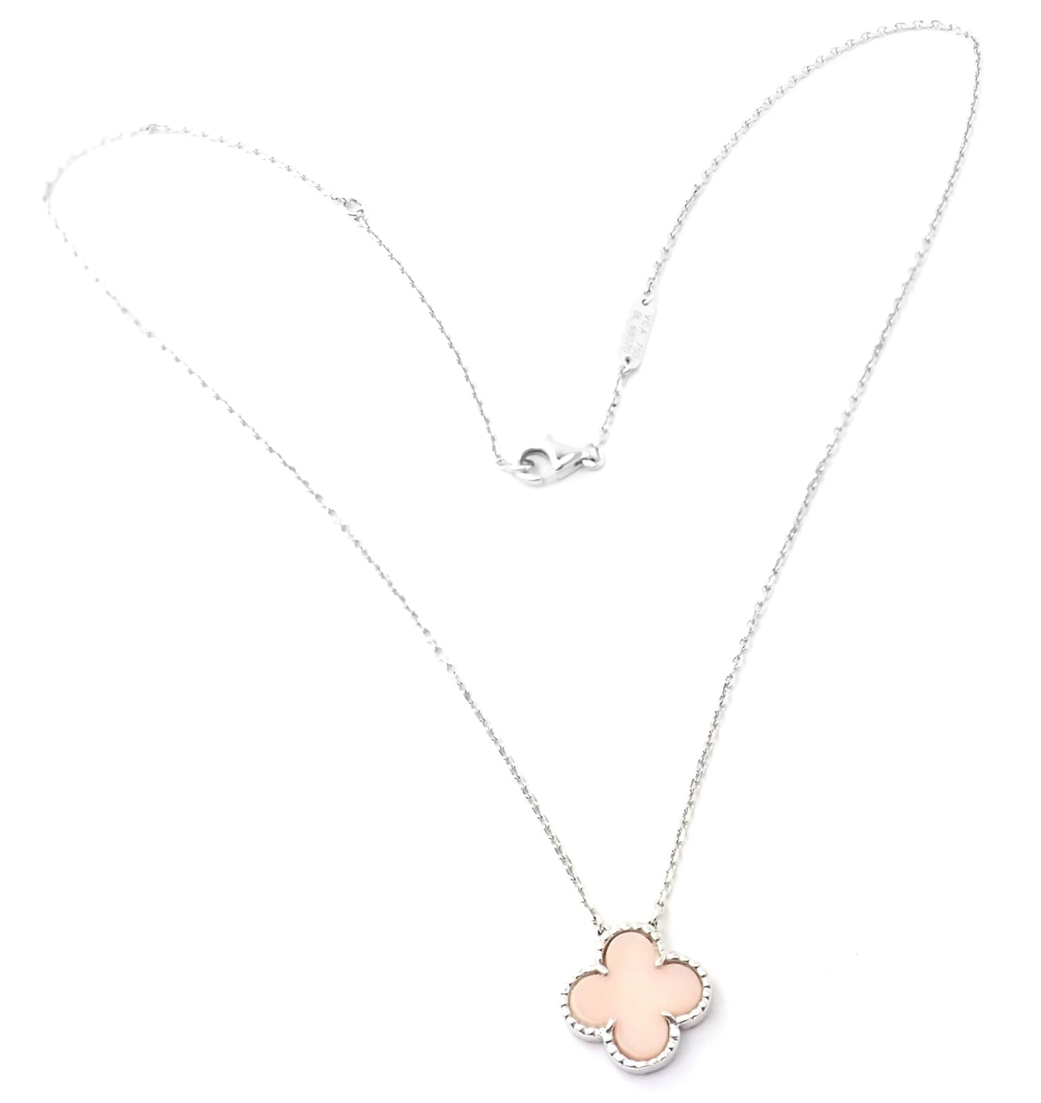 Van Cleef & Arpels Jewelry & Watches:Fine Jewelry:Necklaces & Pendants Authentic! Van Cleef & Arpels Alhambra 18k White Gold Pink Opal Pendant Necklace