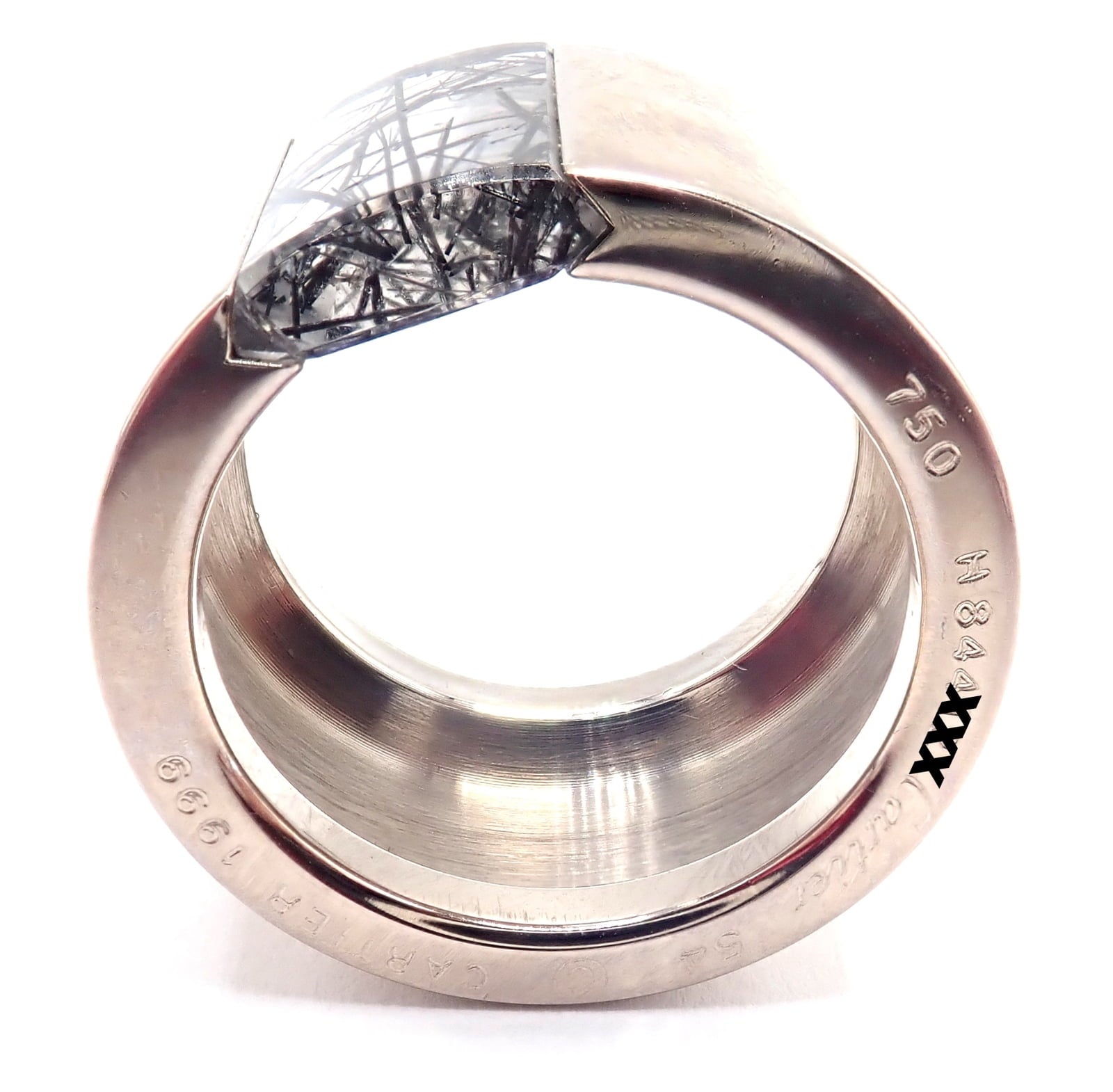 Cartier Jewelry & Watches:Fine Jewelry:Rings Authentic! Cartier 18k White Gold Rutilated Quartz Wide Band Ring Size 54
