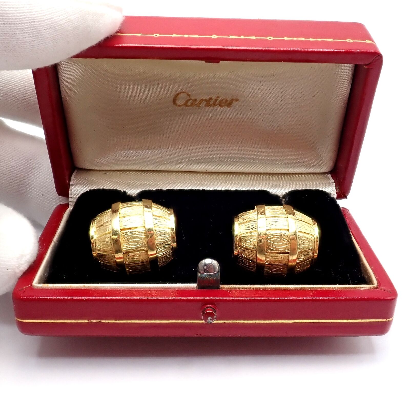 Rare! Vintage Cartier 18k Yellow Gold Barrel Cufflinks 1970's | Fortrove