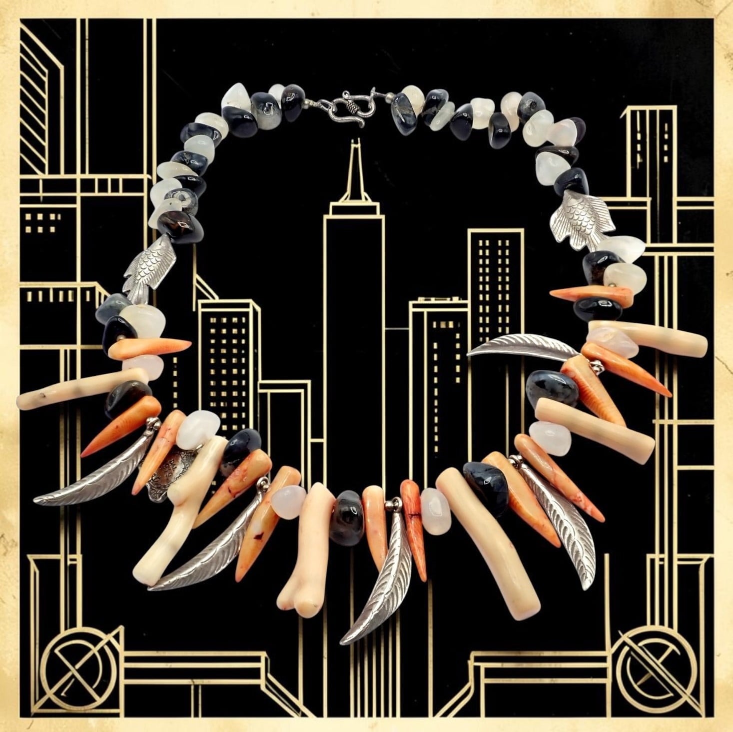 Buccellati Jewelry & Watches:Fine Jewelry:Necklaces & Pendants Rare! Mario Buccellati Free Time Silver Large Flying Fish Feather Coral Necklace