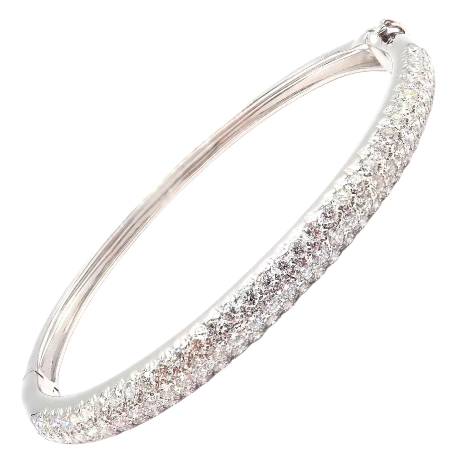 Authentic! Van Cleef & Arpels Eve 18k White Gold Diamond Bangle Bracelet Paper | Fortrove