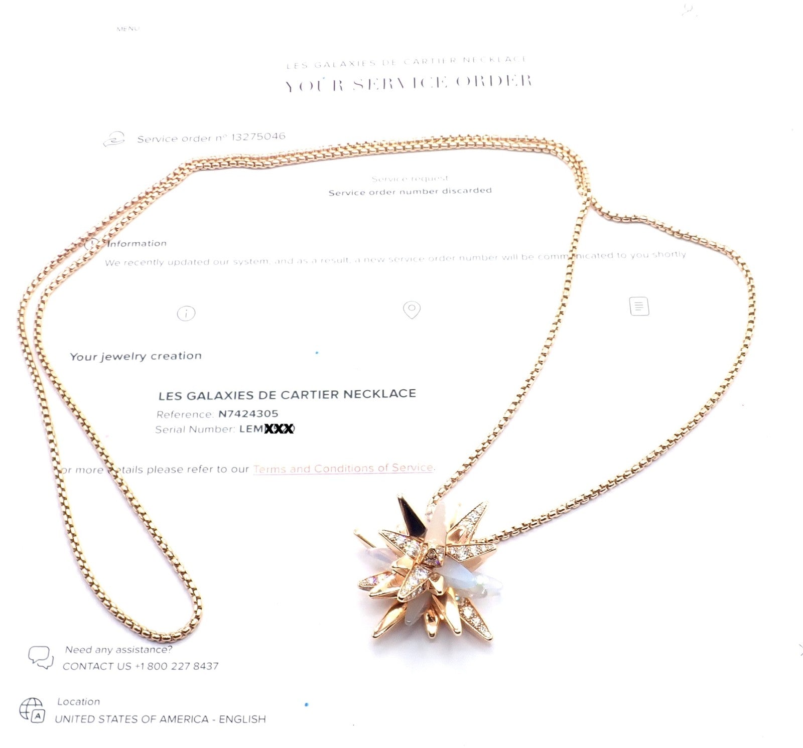 Cartier Jewelry & Watches:Fine Jewelry:Necklaces & Pendants Cartier 18k Rose Gold Lim Edition Diamond MOP Meterore Fractal Pedant Necklace