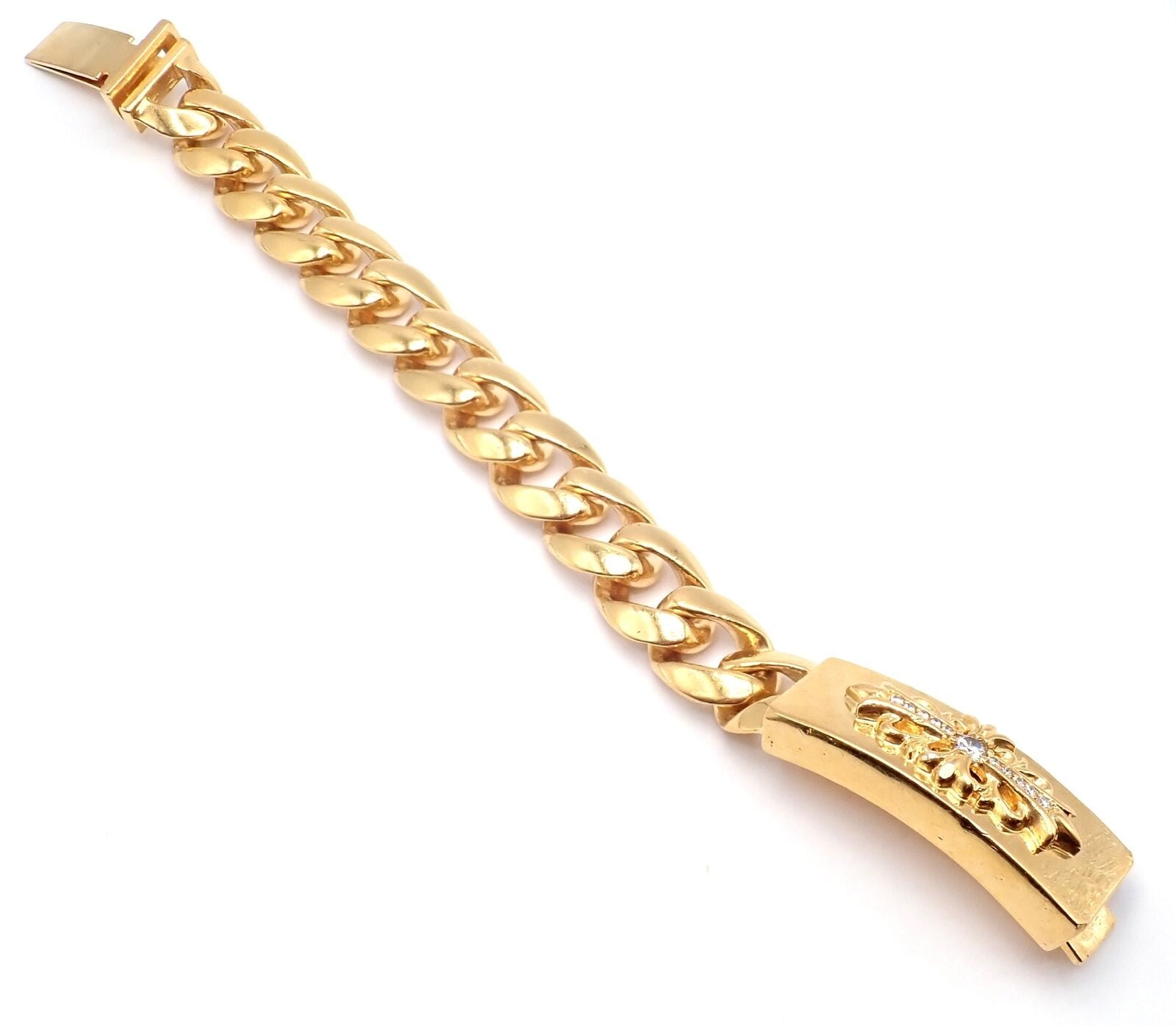 Vintage! Authentic Chrome Hearts 22k Yellow Gold Diamond Heavy Link ID Bracelet | Fortrove