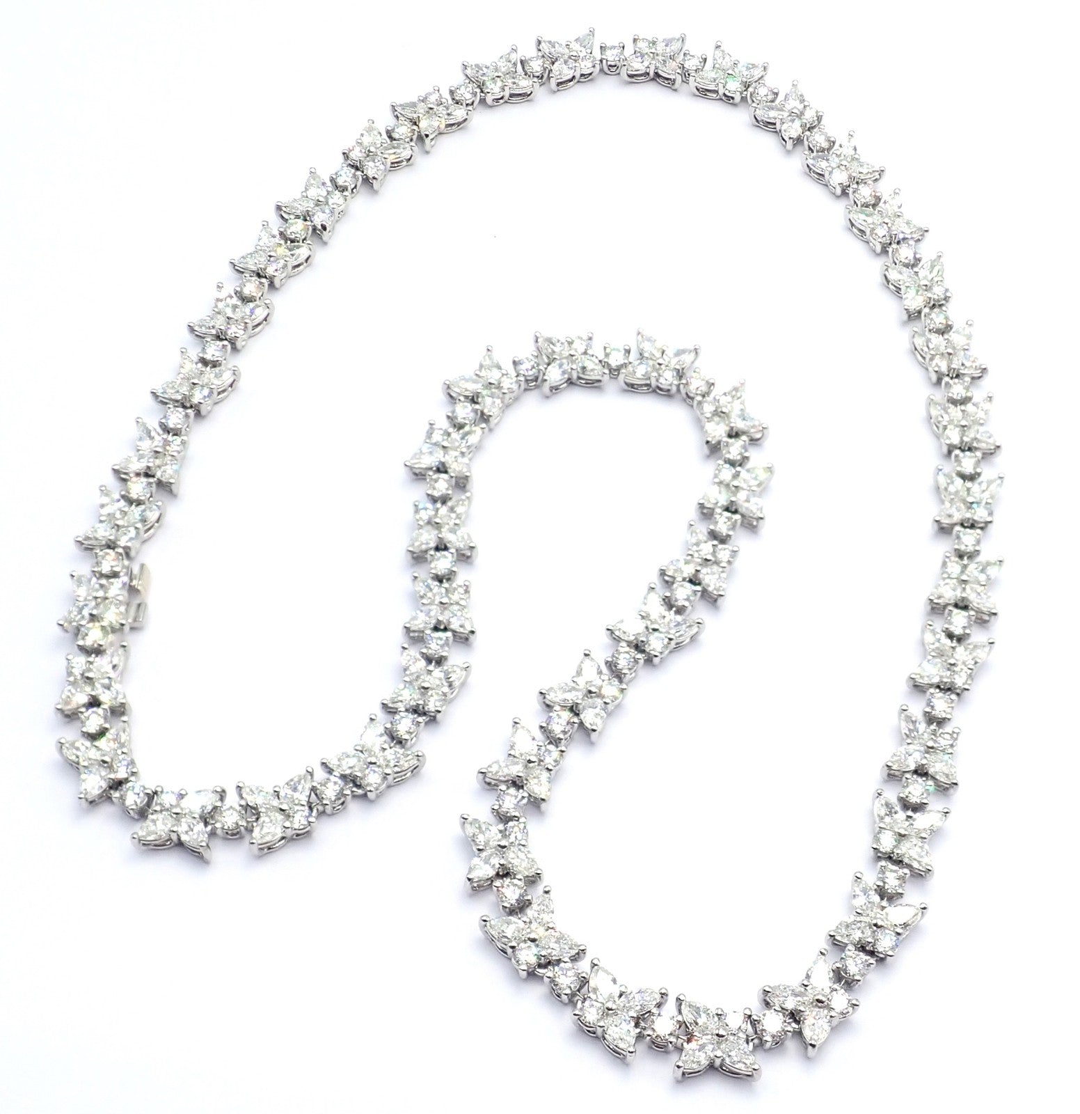 Authentic! Tiffany & Co Victoria Platinum 15.83ct Diamond Mixed Cluster Necklace | Fortrove