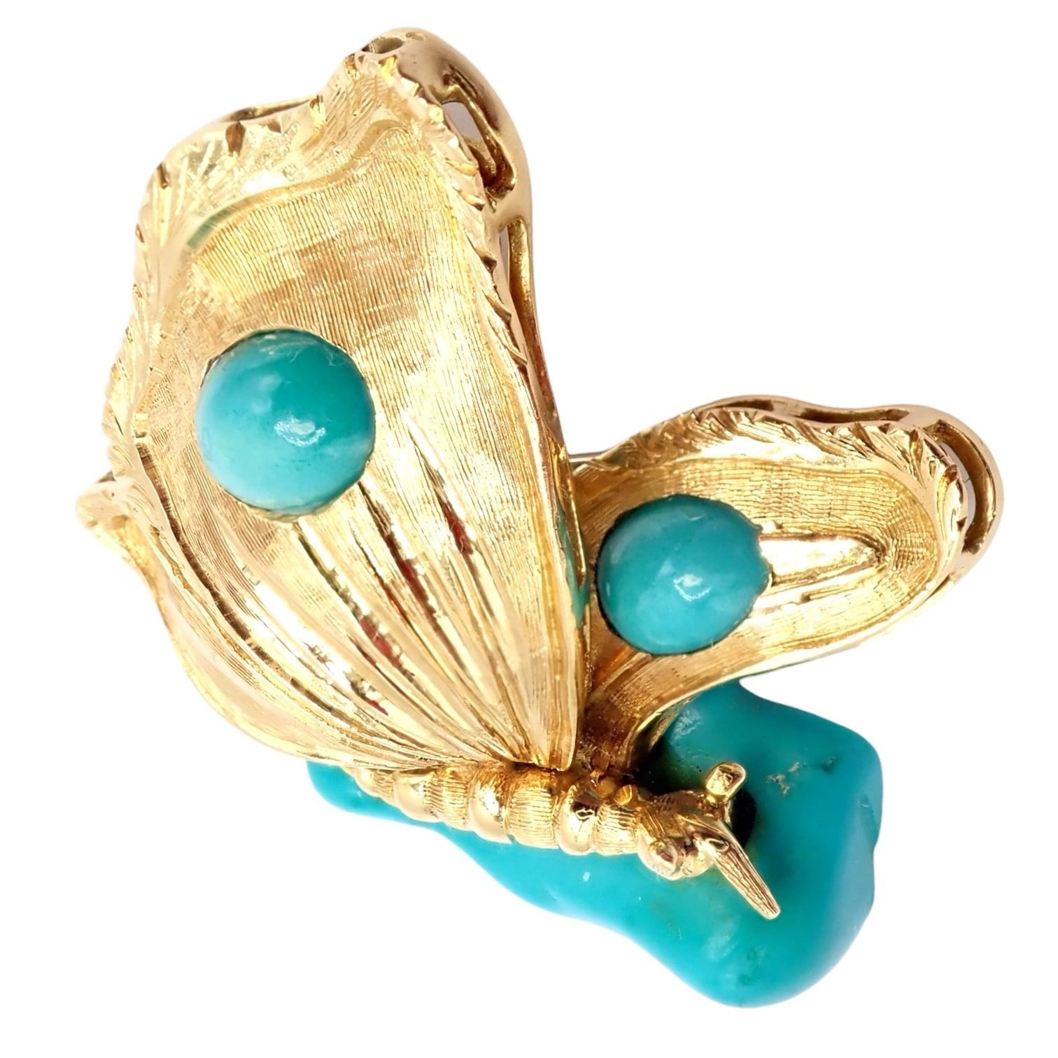 Tiffany & Co. Jewelry & Watches:Fine Jewelry:Brooches & Pins Vintage Tiffany & Co. 18k Yellow Gold Turquoise Butterfly On A Rock Pin Brooch