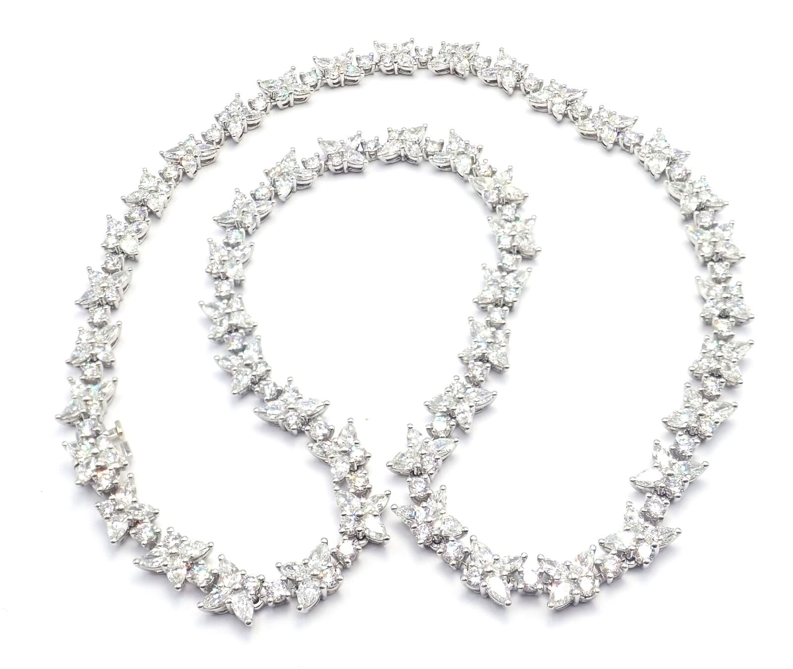 Authentic! Tiffany & Co Victoria Platinum 15.83ct Diamond Mixed Cluster Necklace | Fortrove