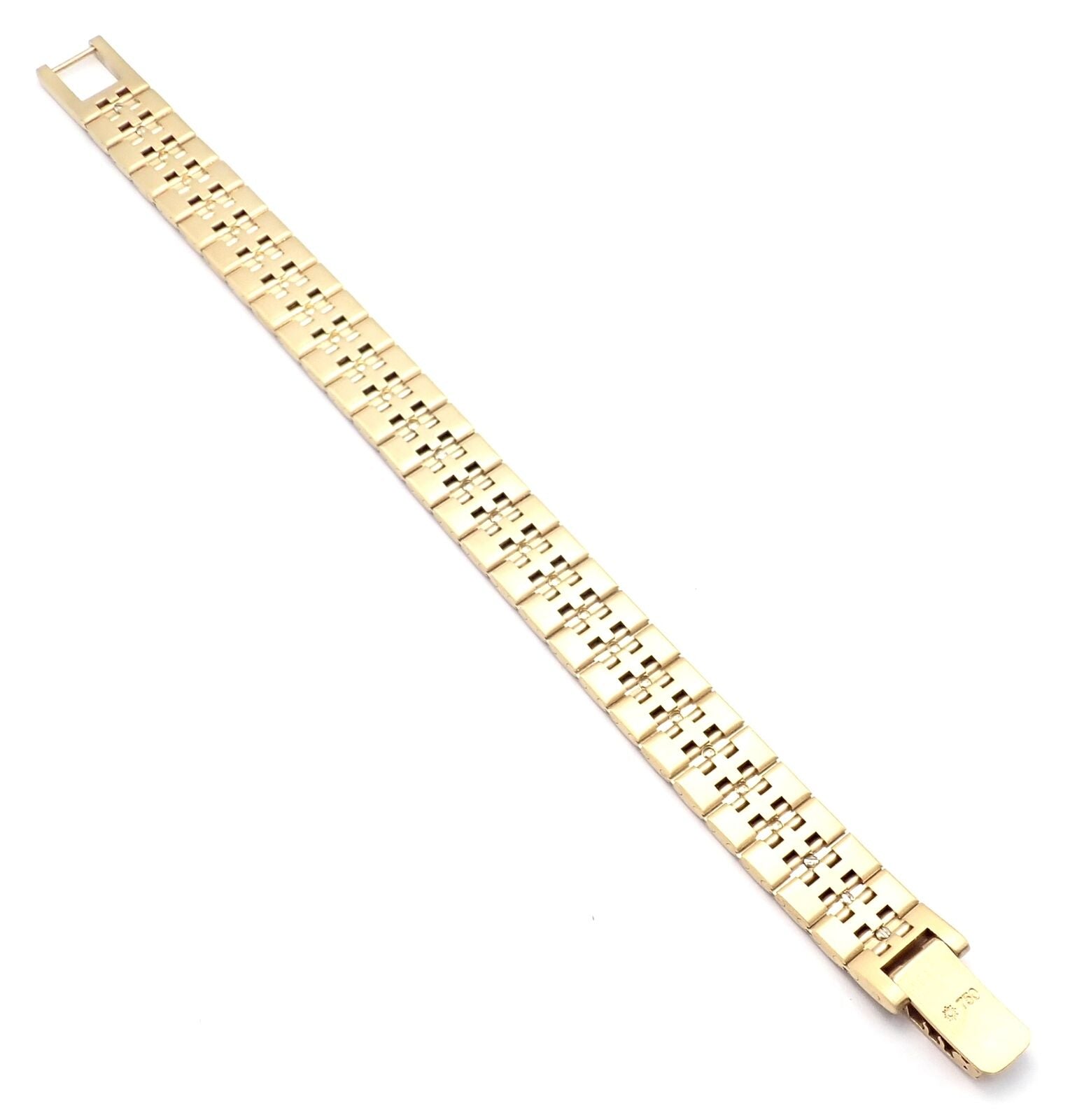 Authentic! Vintage Hermes Paris 18k Yellow Gold Diamond H Link Bracelet | Fortrove