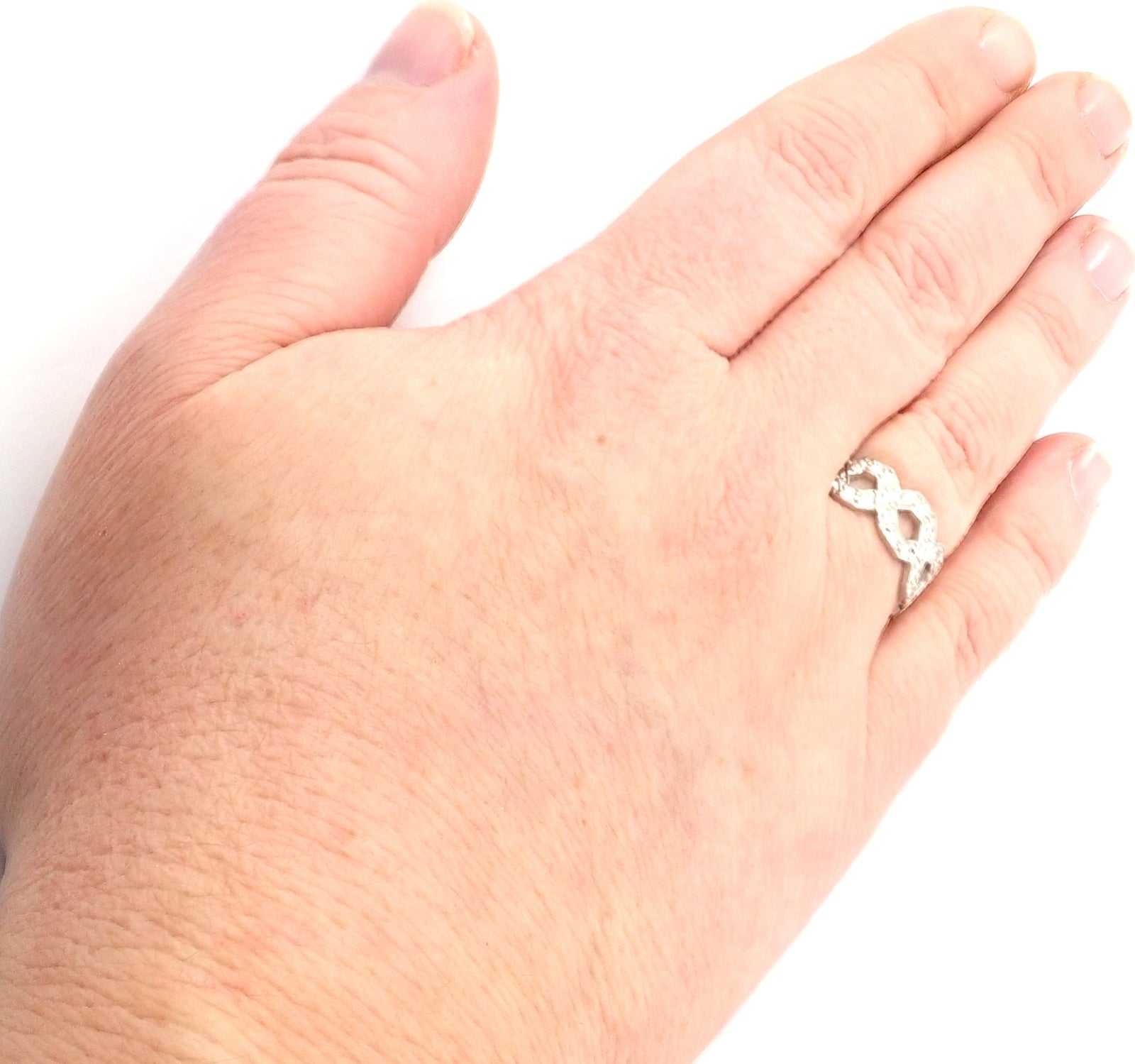 Authentic! Tiffany & Co Platinum Diamond Eternal Wide Link Band Ring Size 5.25 | Fortrove