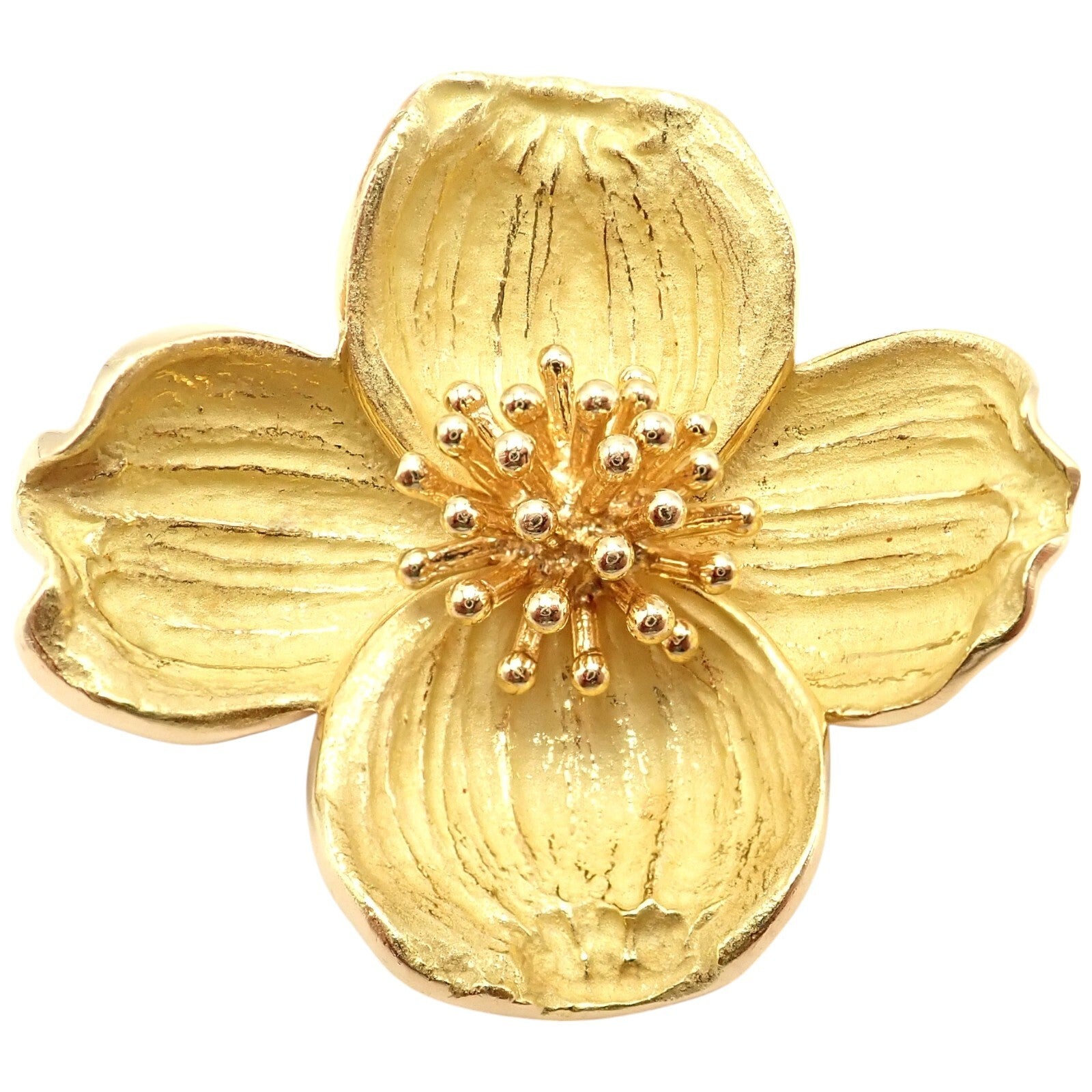 Authentic! Tiffany & Co. 18k Yellow Gold Dogwood Flower Pin Brooch | Fortrove