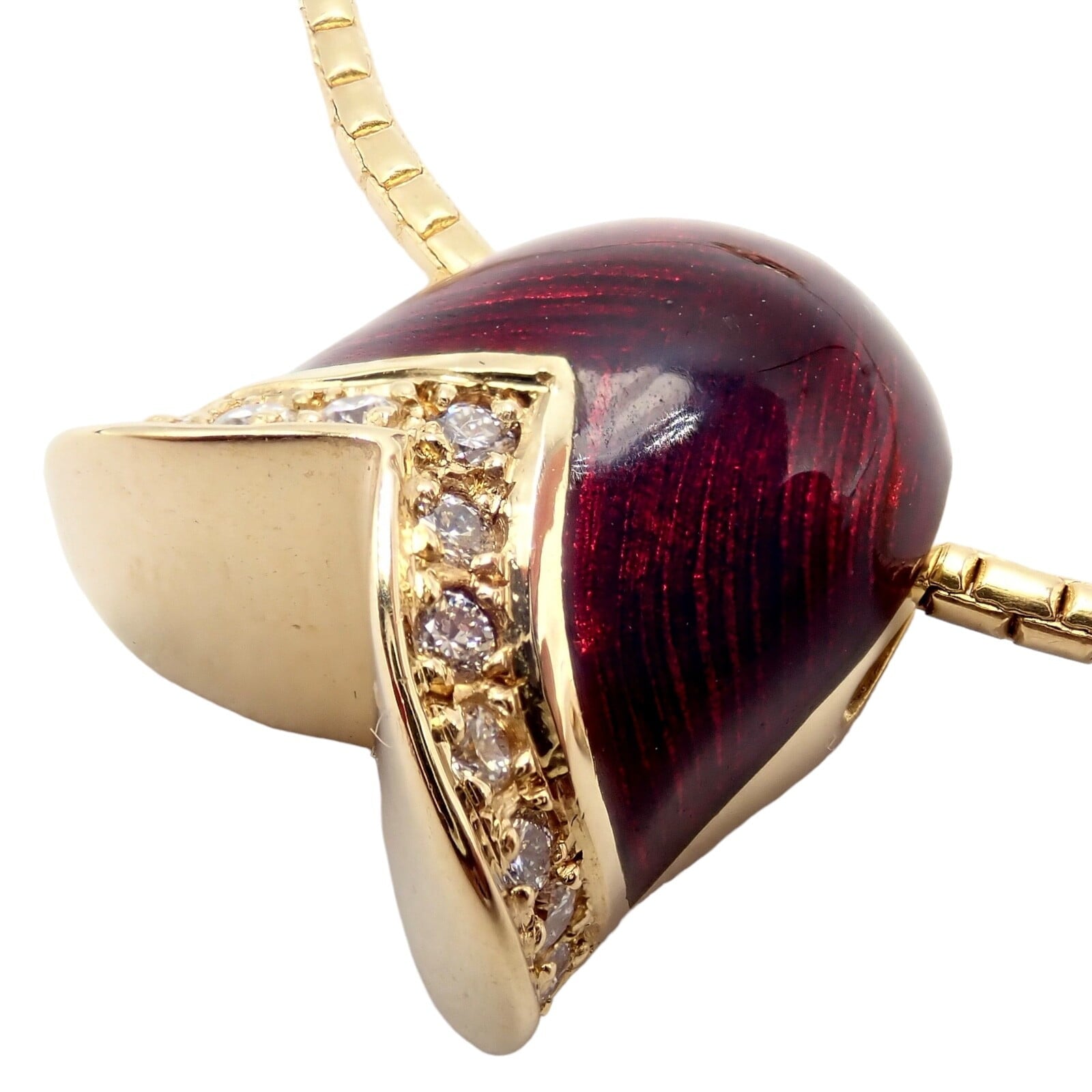 Fabergé Jewelry & Watches:Fine Jewelry:Necklaces & Pendants Authentic! Fabrege Diamond Tulip Red Enamel Pendant Necklace
