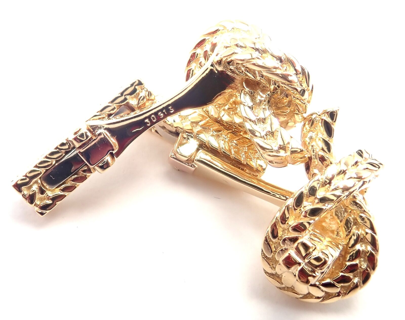 Vintage! Hermes Georges L'Enfant 18k Yellow Gold Twisted Rope Knot Cufflinks | Fortrove