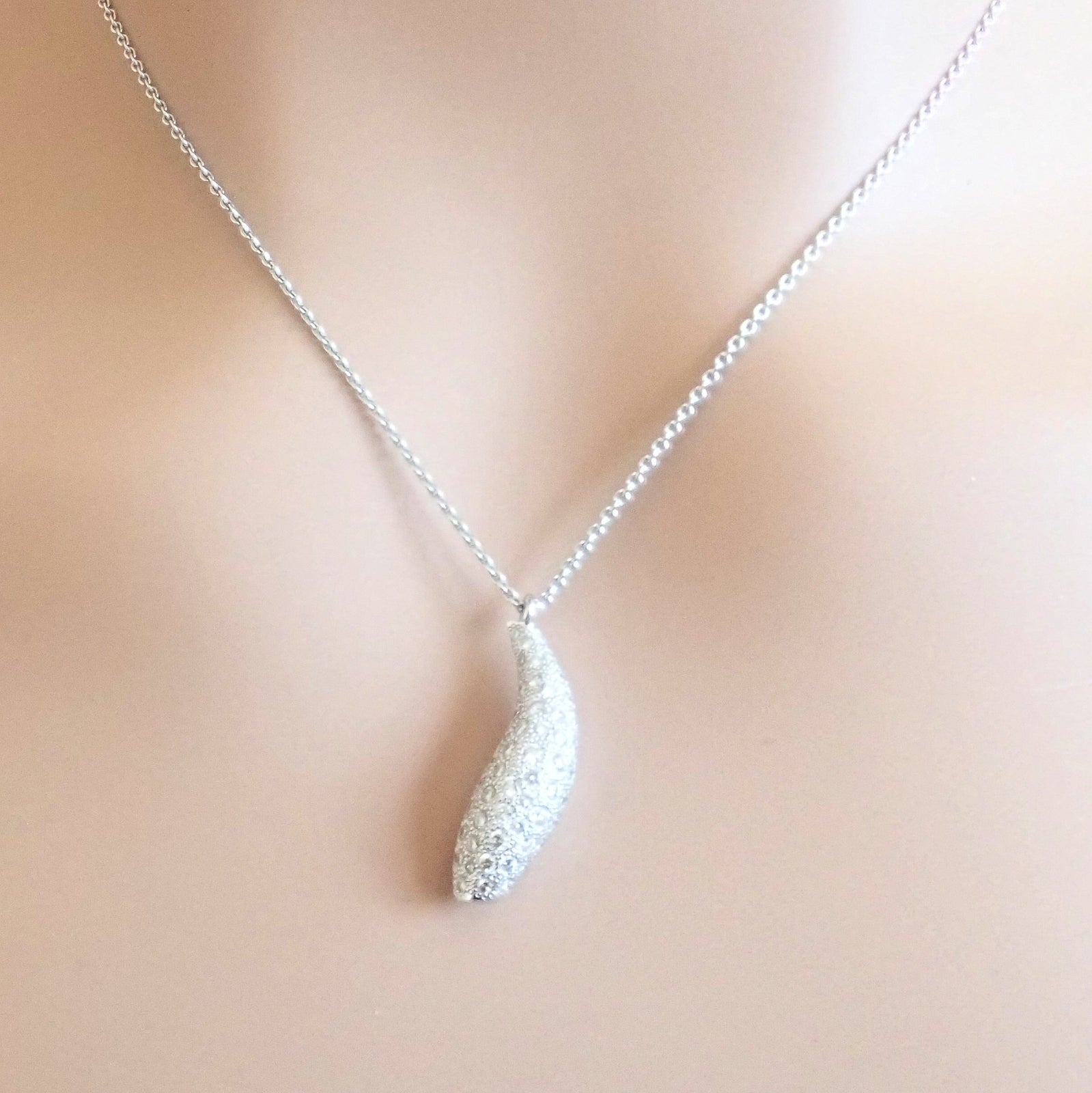 Authentic! Tiffany & Co 18k White Gold Frank Gehry Diamond Fish Necklace | Fortrove