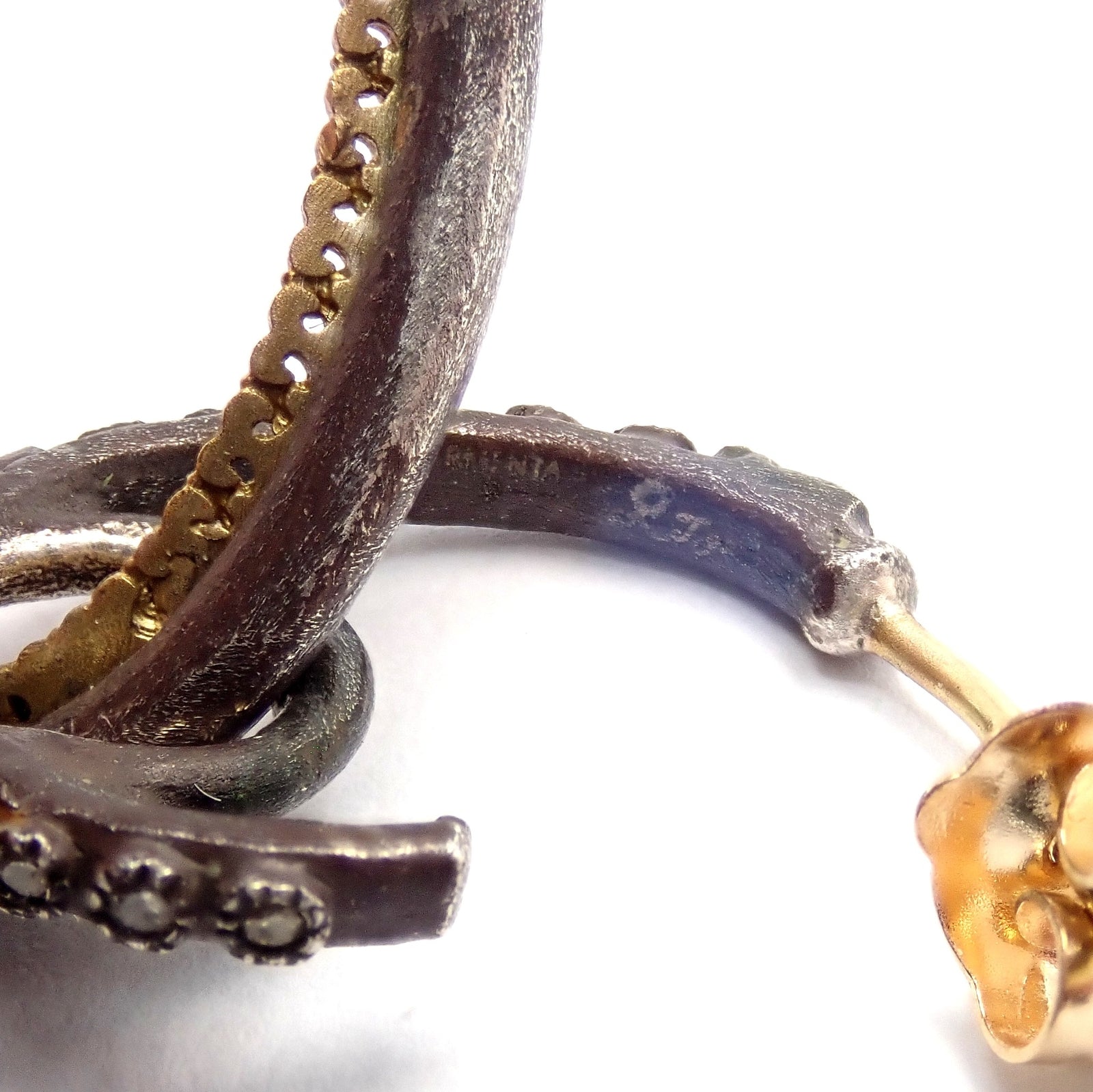 Armenta Jewelry & Watches:Fine Jewelry:Earrings Armenta 18k Yellow Gold & Blackened Sterling Silver Diamond Statement Earrings