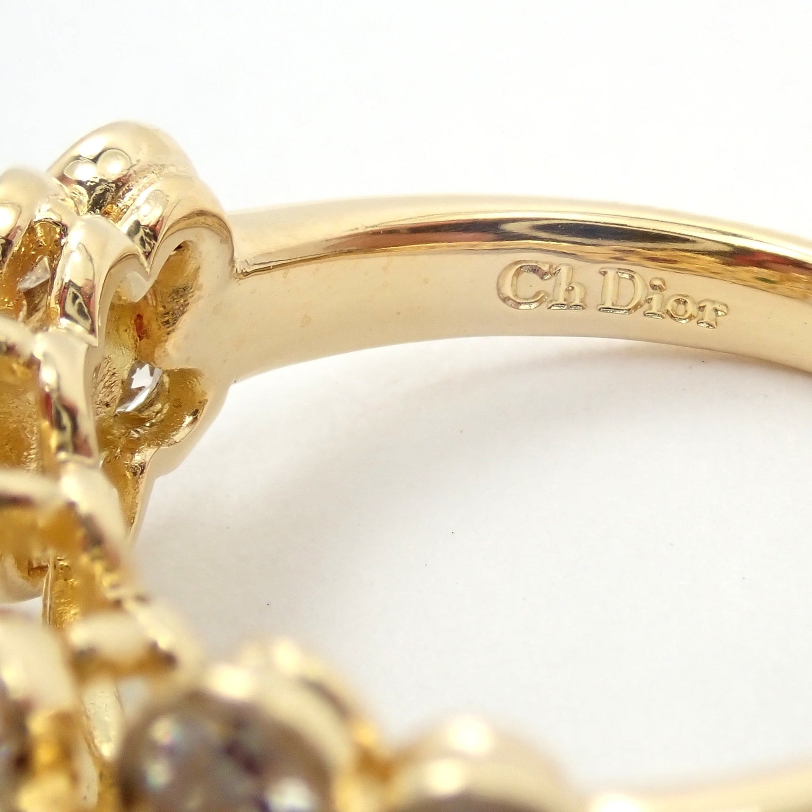 Rare! Authentic Christian Dior 18k Yellow Gold Ruby Emerald Diamond Flower Ring | Fortrove