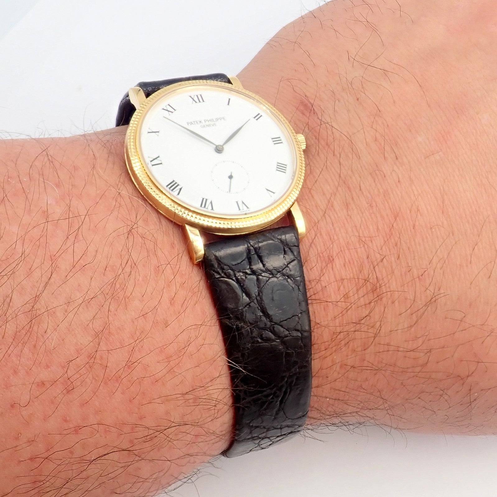 Patek Philippe 18k Yellow Gold Calatrava Manual Wind Roman Dial Watch | Fortrove