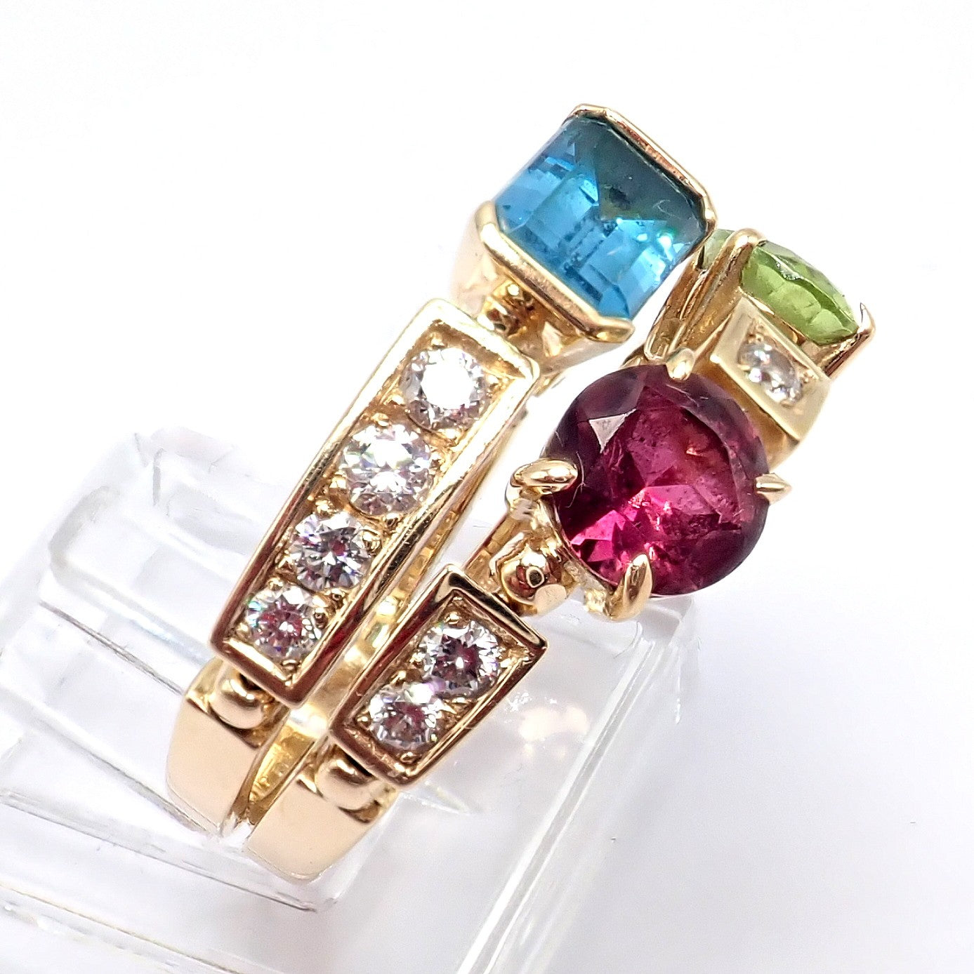 Bulgari Bulgari Allegra 18k Gold Diamond Peridot Tourmaline Band Ring | Fortrove