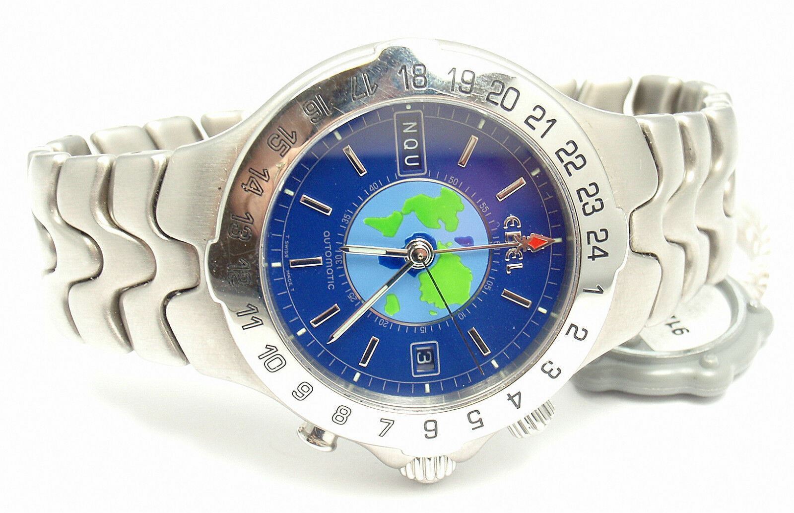 Sharp! Authentic Ebel Stainless Steel Blue Dial Sportwave World Time Watch | Fortrove