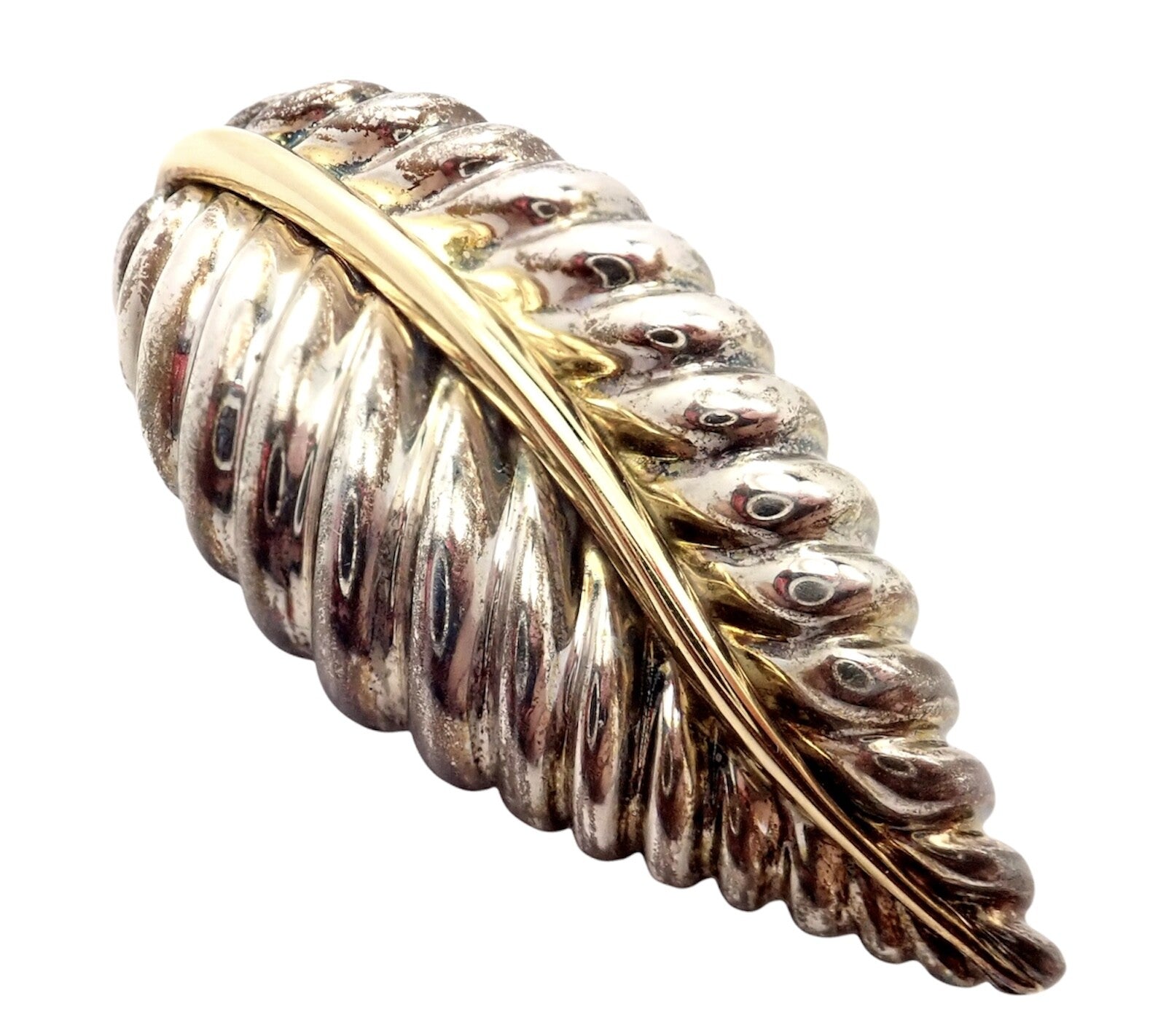 Tiffany & Co. Jewelry & Watches:Fine Jewelry:Brooches & Pins Authentic! Tiffany & Co 18k Yellow Gold Silver Leaf Pin Brooch 2003