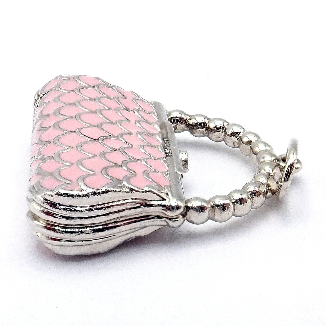 Tiffany & Co. Jewelry & Watches:Fine Jewelry:Necklaces & Pendants Tiffany & Co. Platinum Pink Enamel Diamond Handbag Purse Bag Charm Pendant