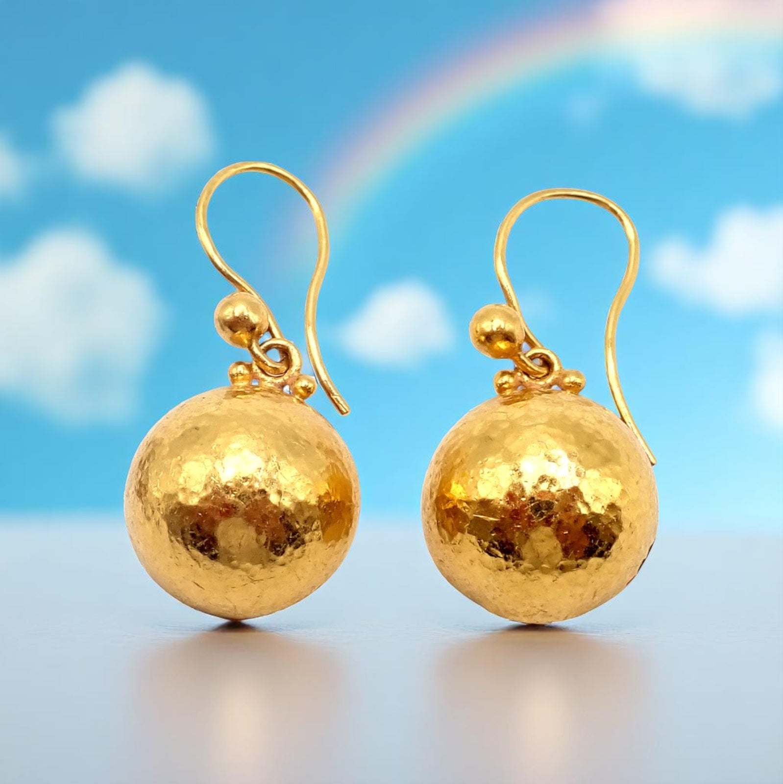 Gurhan Jewelry & Watches:Vintage & Antique Jewelry:Earrings Authentic! Gurhan 24k Yellow Gold Hammered Ball Earrings
