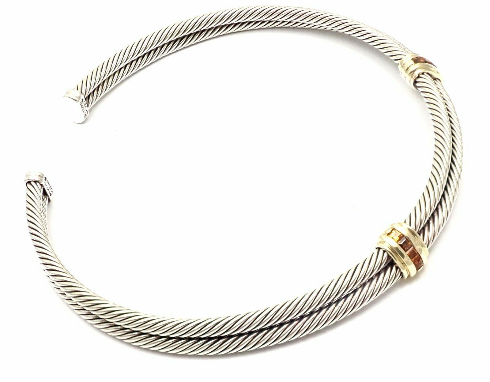 David Yurman Jewelry & Watches:Fine Jewelry:Necklaces & Pendants Authentic! David Yurman 14k Gold Silver Citrine Double Cable Collar Necklace