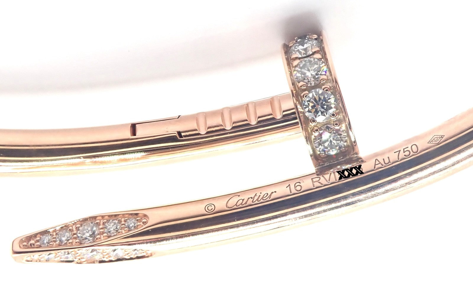 Cartier Juste un Clou Nail 18k Rose Gold Diamond Classic Bangle Bracelet Size 16 | Fortrove