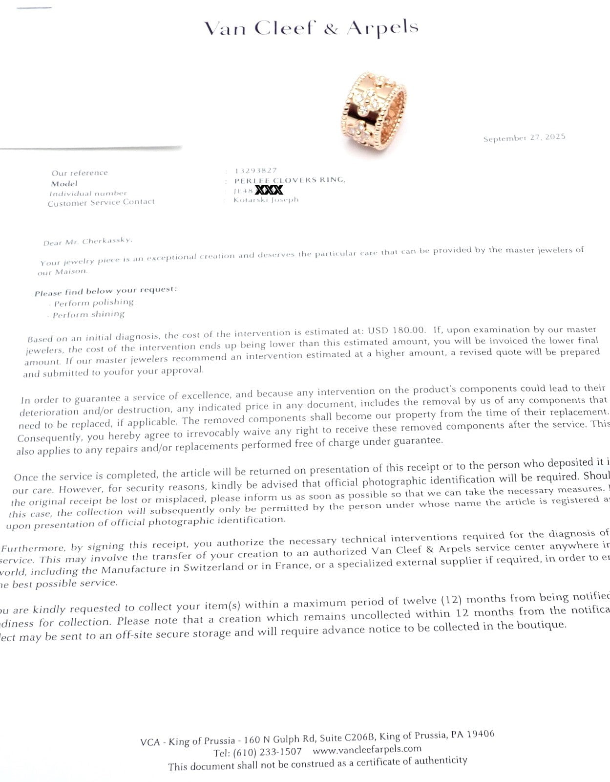 Van Cleef & Arpels Jewelry & Watches:Fine Jewelry:Rings Authentic! Van Cleef & Arpels 18k Rose Gold Diamond Clovers Band Ring Size 50