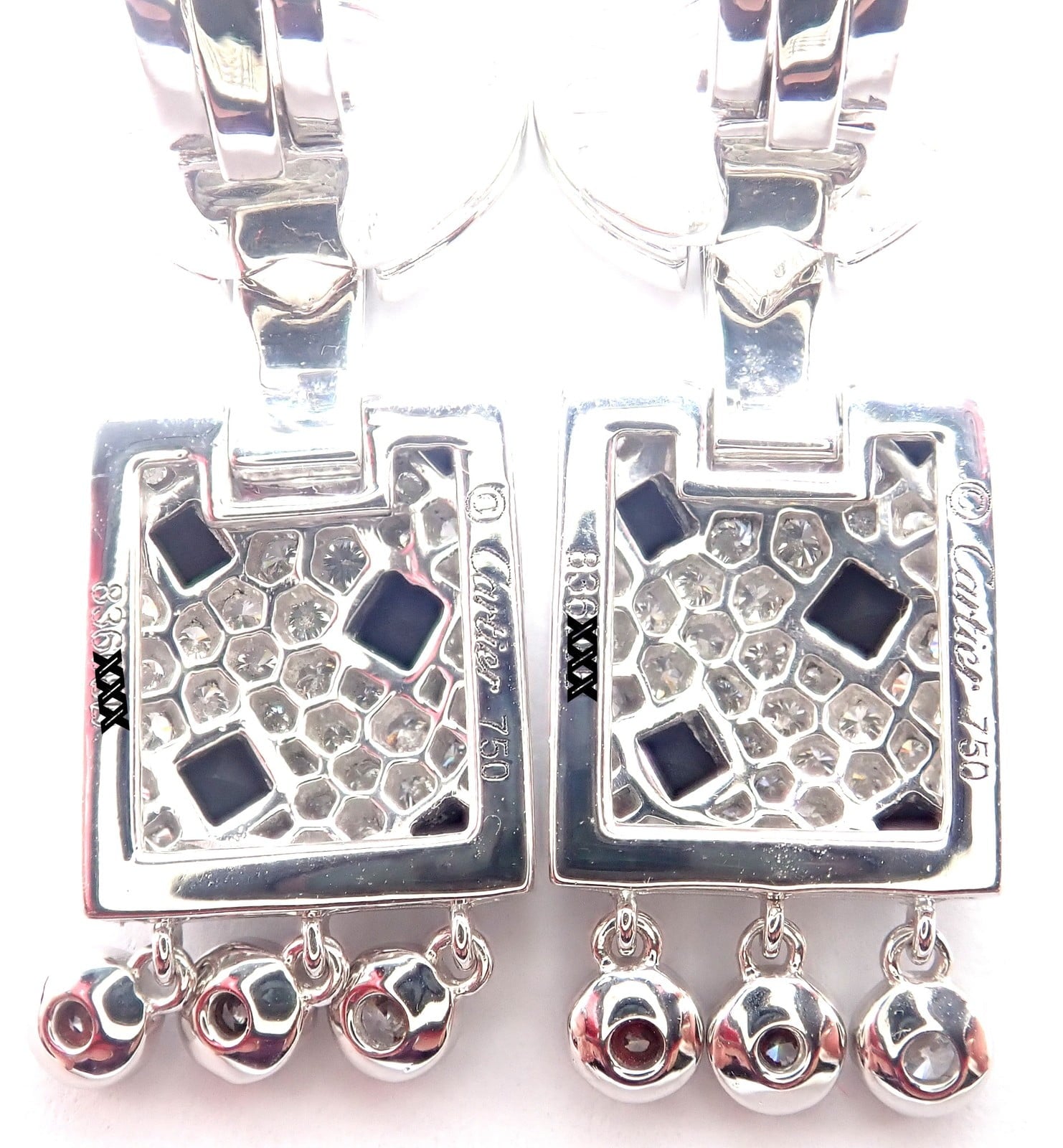 Authentic! Cartier Panthere Panther 18k White Gold Diamond Black Onyx Earrings | Fortrove