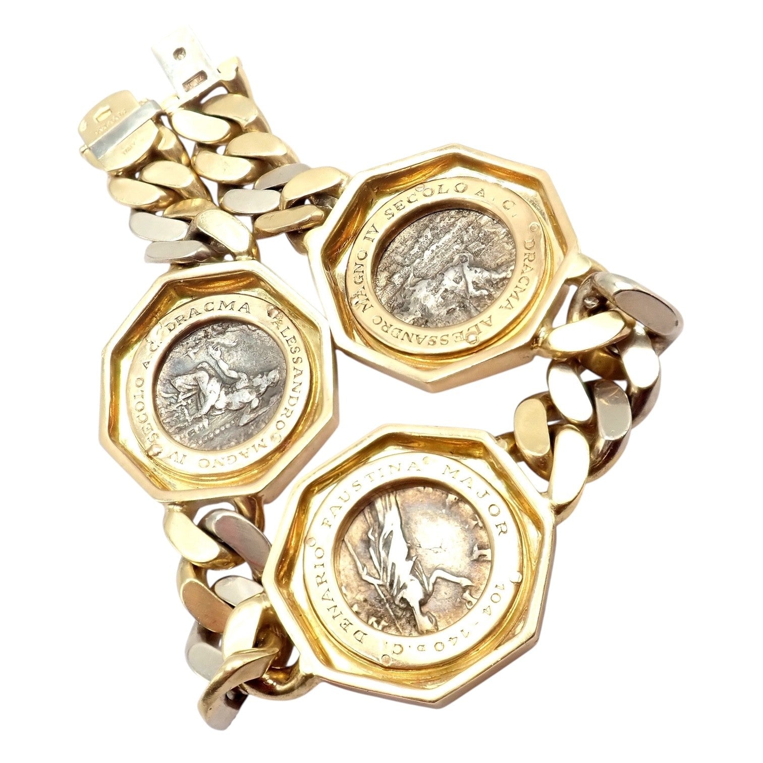 Bvlgari Jewelry & Watches:Fine Jewelry:Bracelets & Charms Rare! Bvlgari Bulgari 18k Gold Diamond Monete Antique Large Coin Link Bracelet
