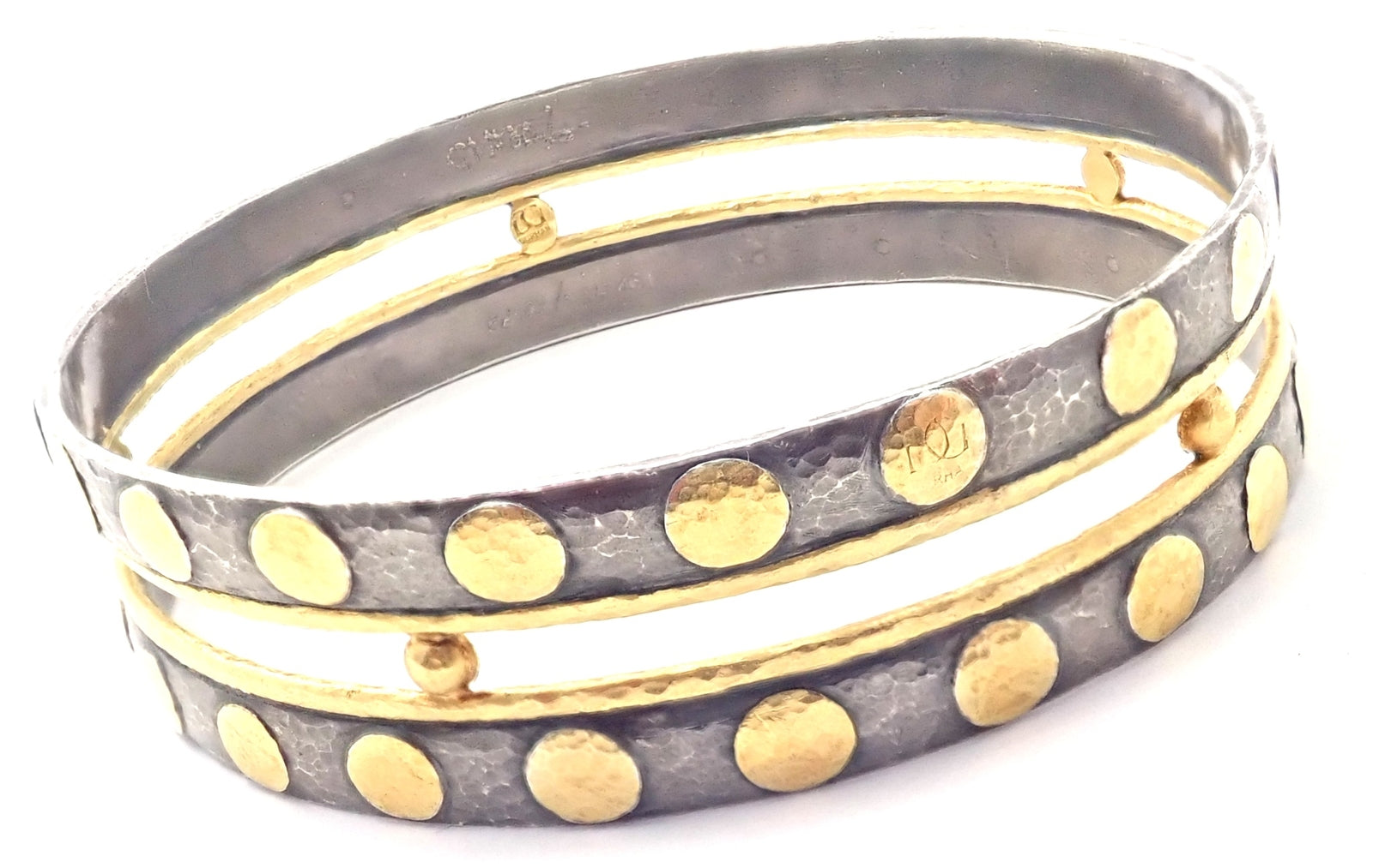 Authentic! Gurhan Deco 24k Yellow Gold Sterling Silver Bangle Bracelet Paper | Fortrove