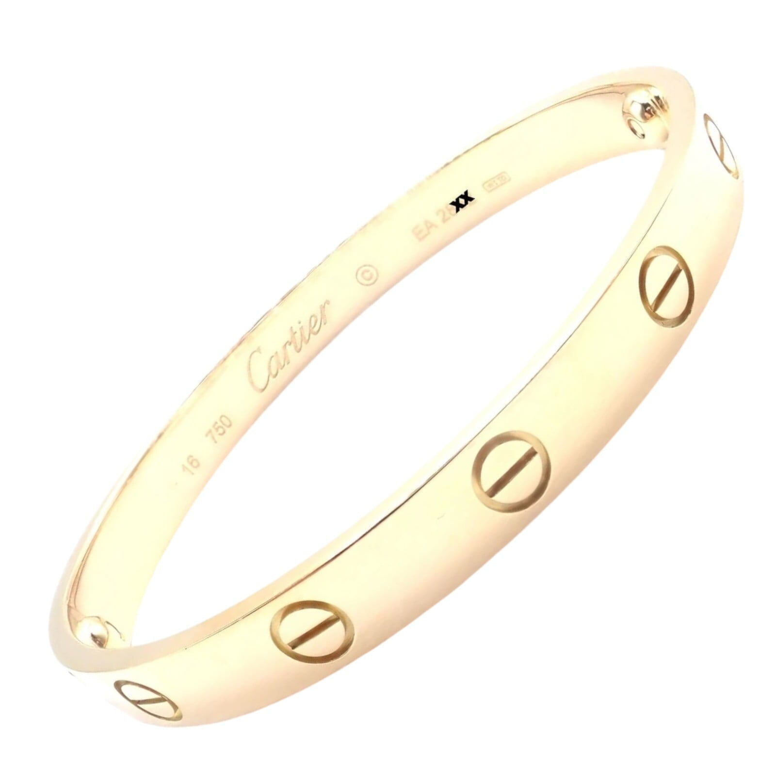 Cartier Jewelry & Watches:Fine Jewelry:Bracelets & Charms Authentic! Cartier 18k Yellow Gold Love Bangle Bracelet Size 19 Paper