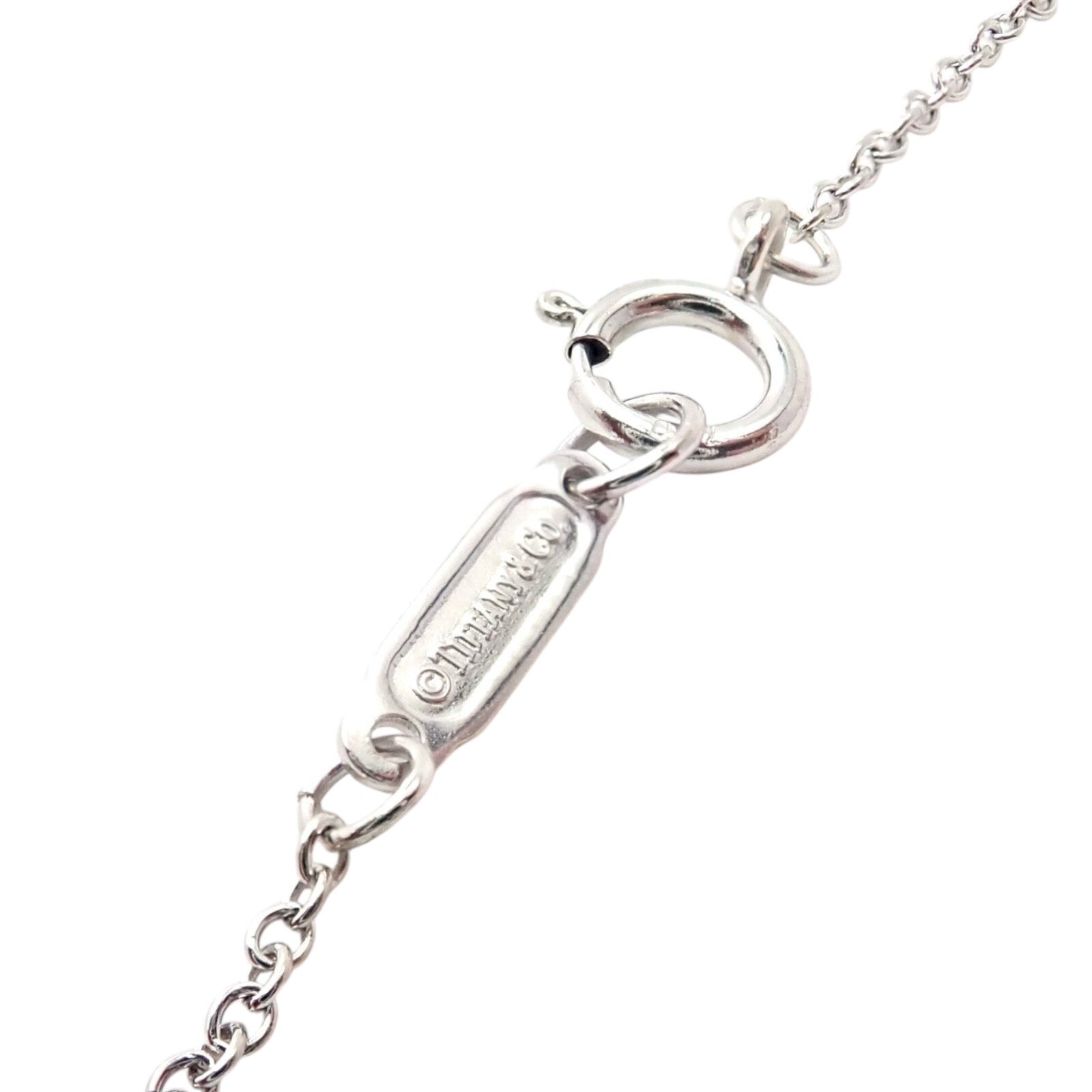 Authentic! Tiffany & Co 18k White Gold Diamond Square Necklace Belgium | Fortrove