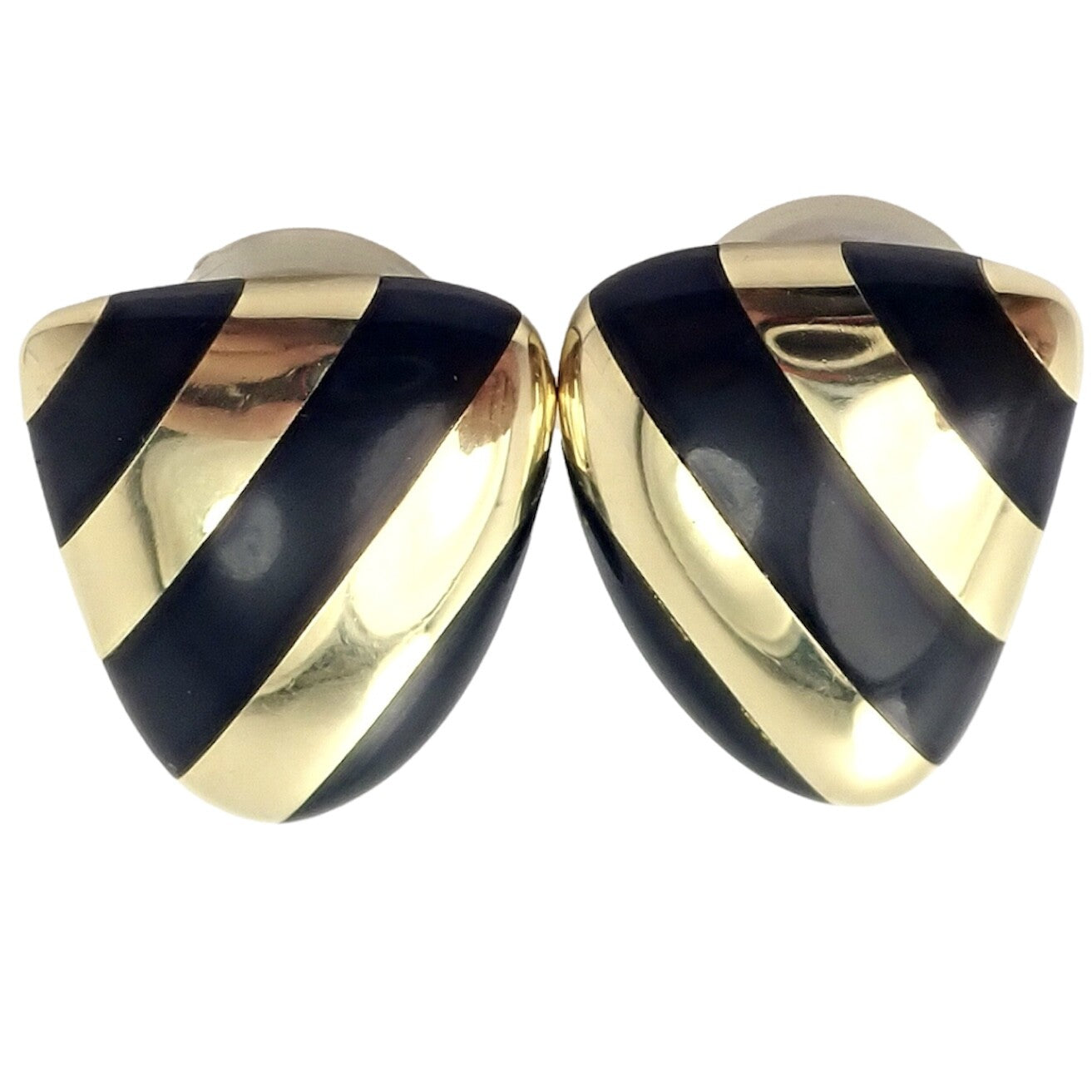 Tiffany & Co Angela Cummings 18k Yellow Gold Inlaid Black Jade Earrings | Fortrove