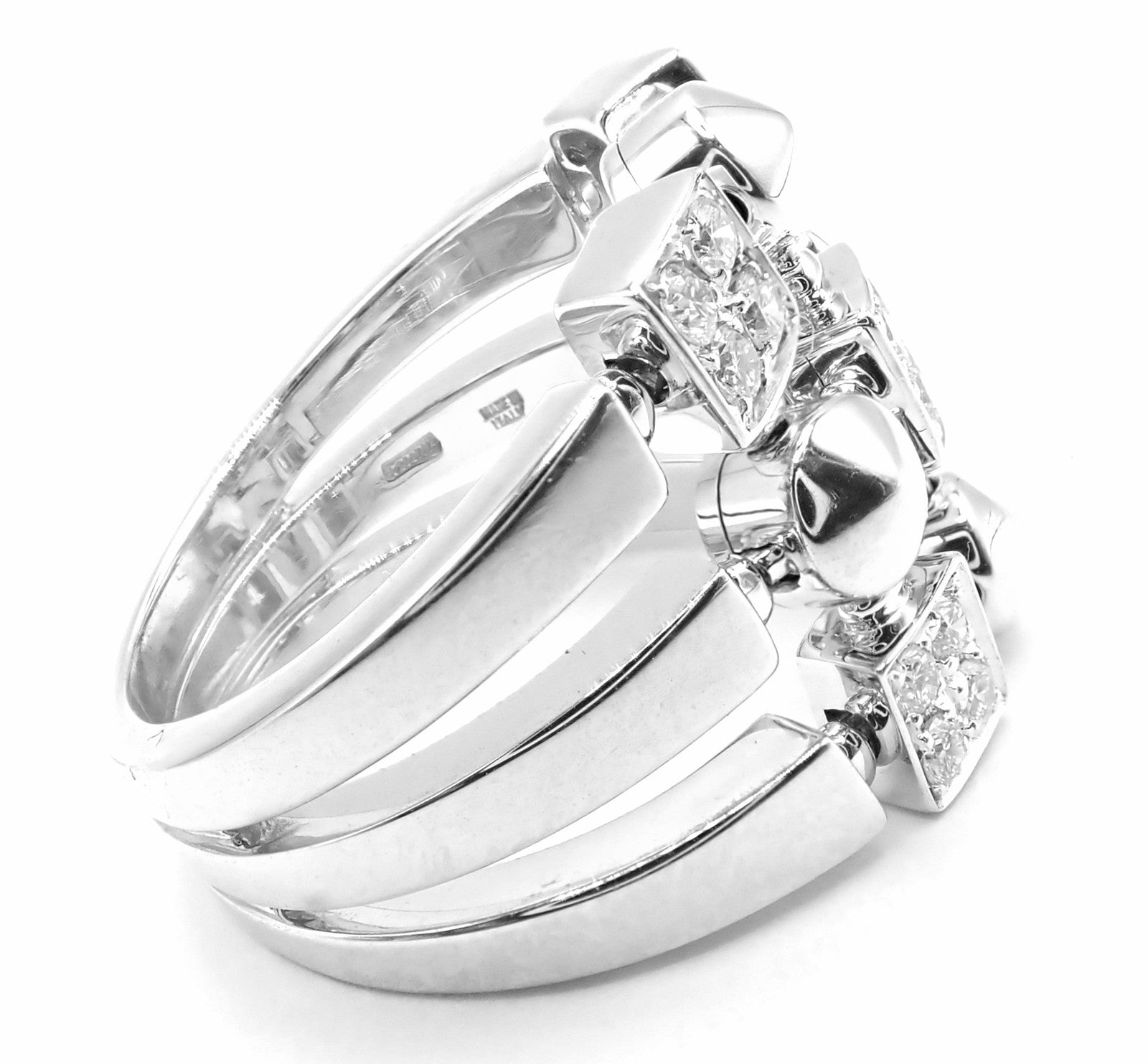 Authentic! Bvlgari Bulgari 18k White Gold Lucea Diamond Band Ring Paper | Fortrove