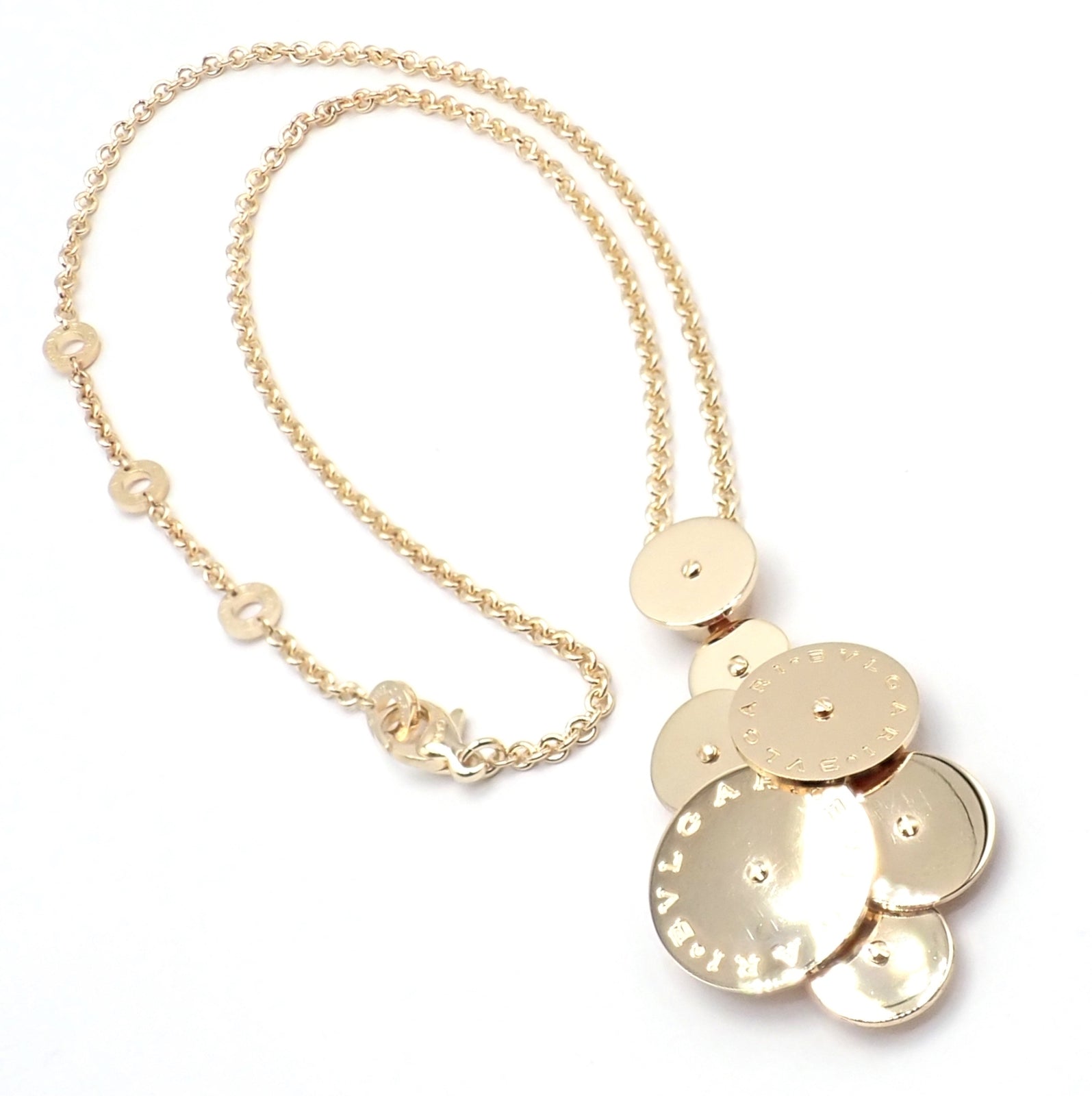 Authentic! Bulgari Bvlgari Cicladi 18k Yellow Gold Large Pendant Link Necklace | Fortrove