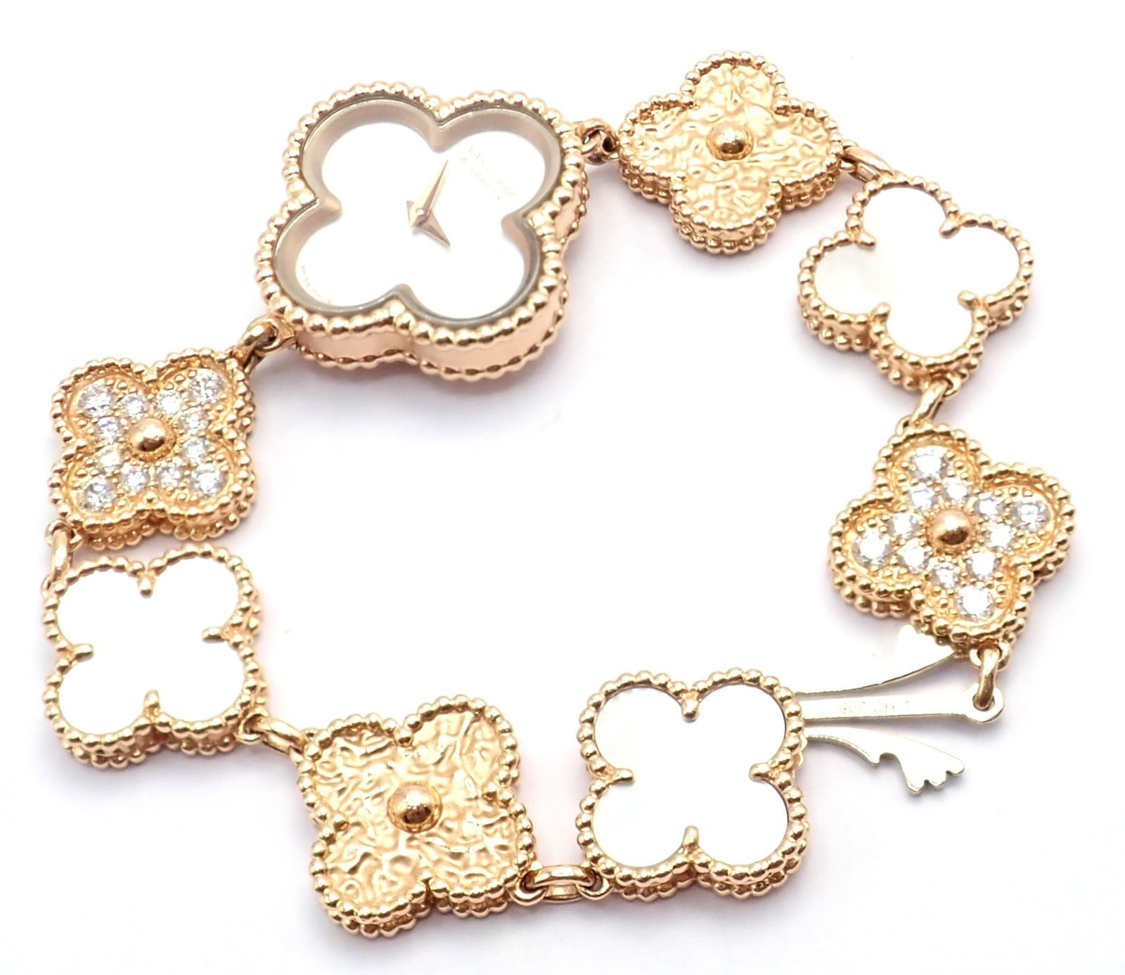 Van Cleef & Arpels Jewelry & Watches:Watches, Parts & Accessories:Watches:Wristwatches Authentic! Van Cleef & Arpels Vintage Diamond MOP Sweet Alhambra 18k Gold Watch