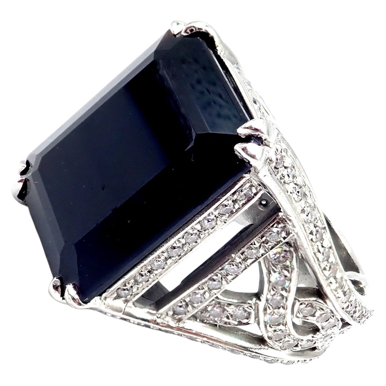 Kieselstein Cord Jewelry & Watches:Fine Jewelry:Rings Kieselstein Cord Platinum 3ctw Diamond Black Spinel Cockatil Ring 1998 sz 5.5