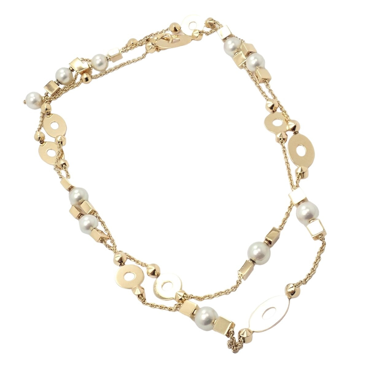 Authentic! Bulgari Bvlgari Lucea 18k Yellow Gold 34" 7mm Pearl Necklace | Fortrove