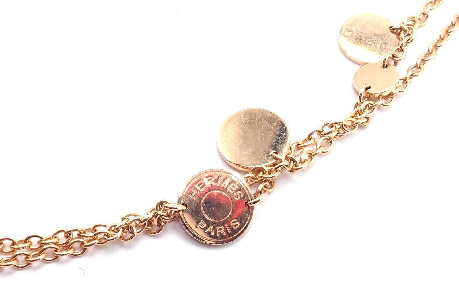 Authentic! Hermes Confetti 18k Rose Gold 42" Long Link Chain Necklace | Fortrove