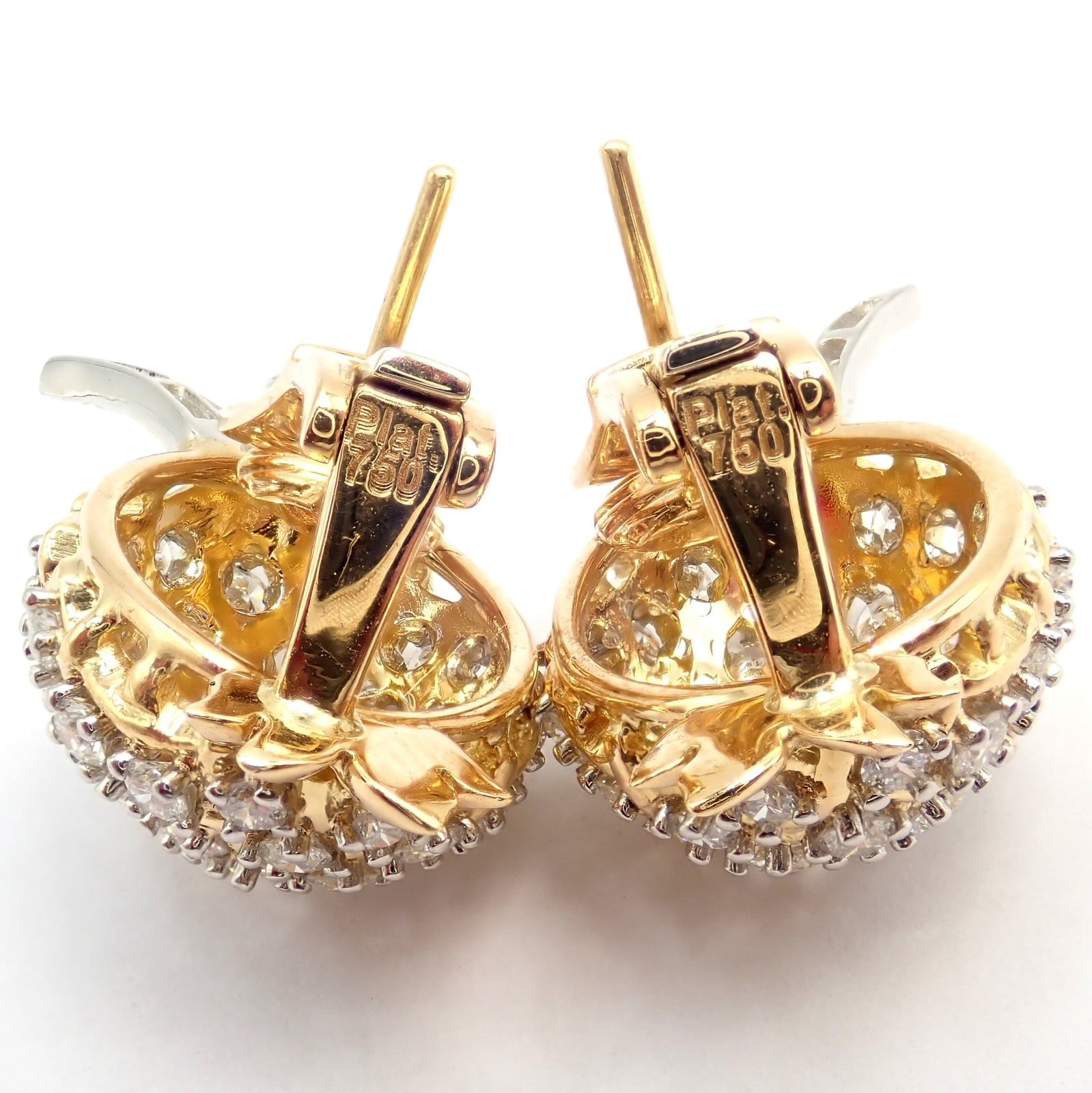 Authentic! Verdura 18k Yellow Gold Platinum Diamond Pineapple Earrings | Fortrove