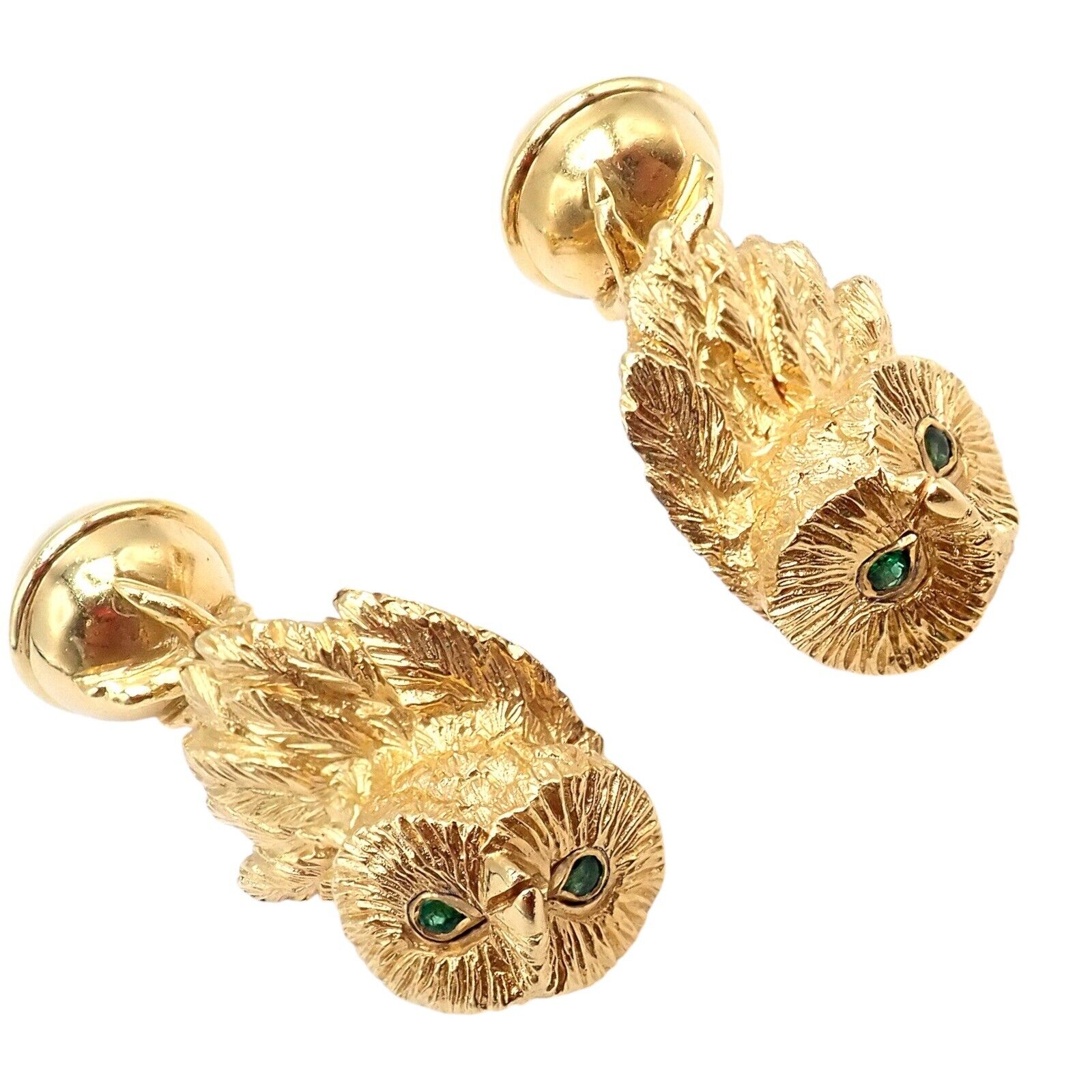 Tiffany & Co. Jewelry & Watches:Men's Jewelry:Cufflinks Rare! Vintage Tiffany & Co. 18k Yellow Gold Emerald Owl Germany 1989 Cufflinks