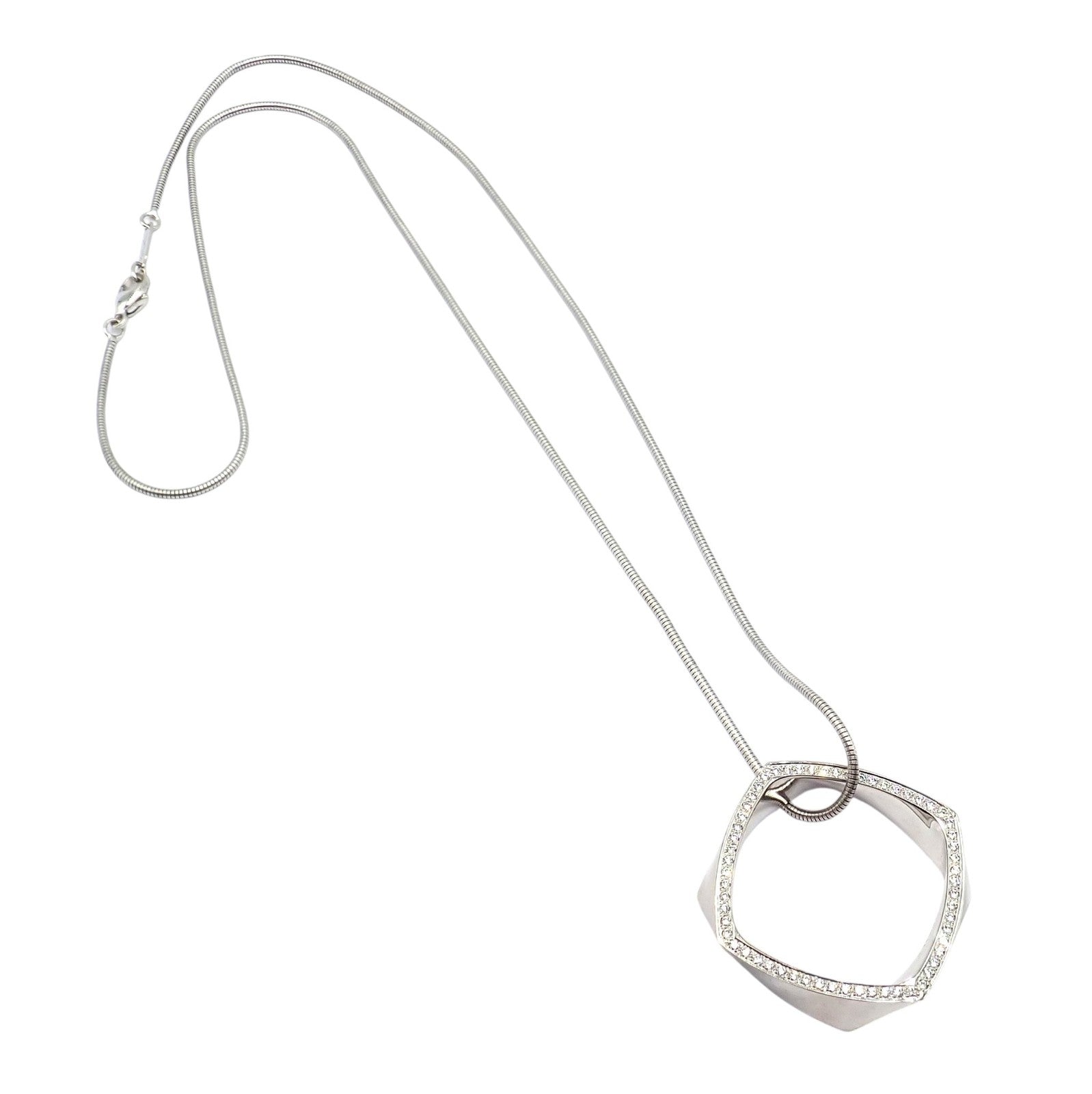 Tiffany & Co. Jewelry & Watches:Fine Jewelry:Necklaces & Pendants Authentic Tiffany & Co 18k White Gold Frank Gehry Diamond Torque Square Necklace