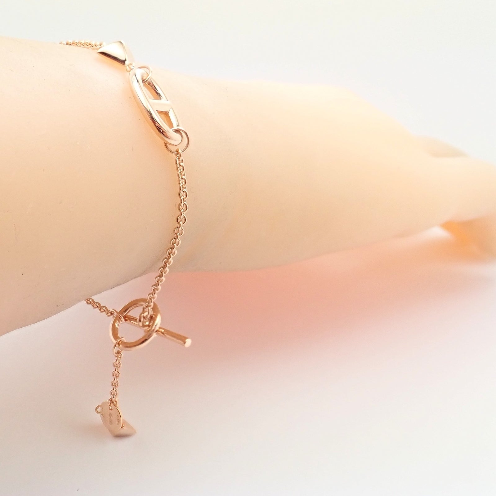 Hermes Jewelry & Watches:Fine Jewelry:Bracelets & Charms Authentic! Hermes 18k Rose Gold Signature Iconic Logos Link Toggle Bracelet